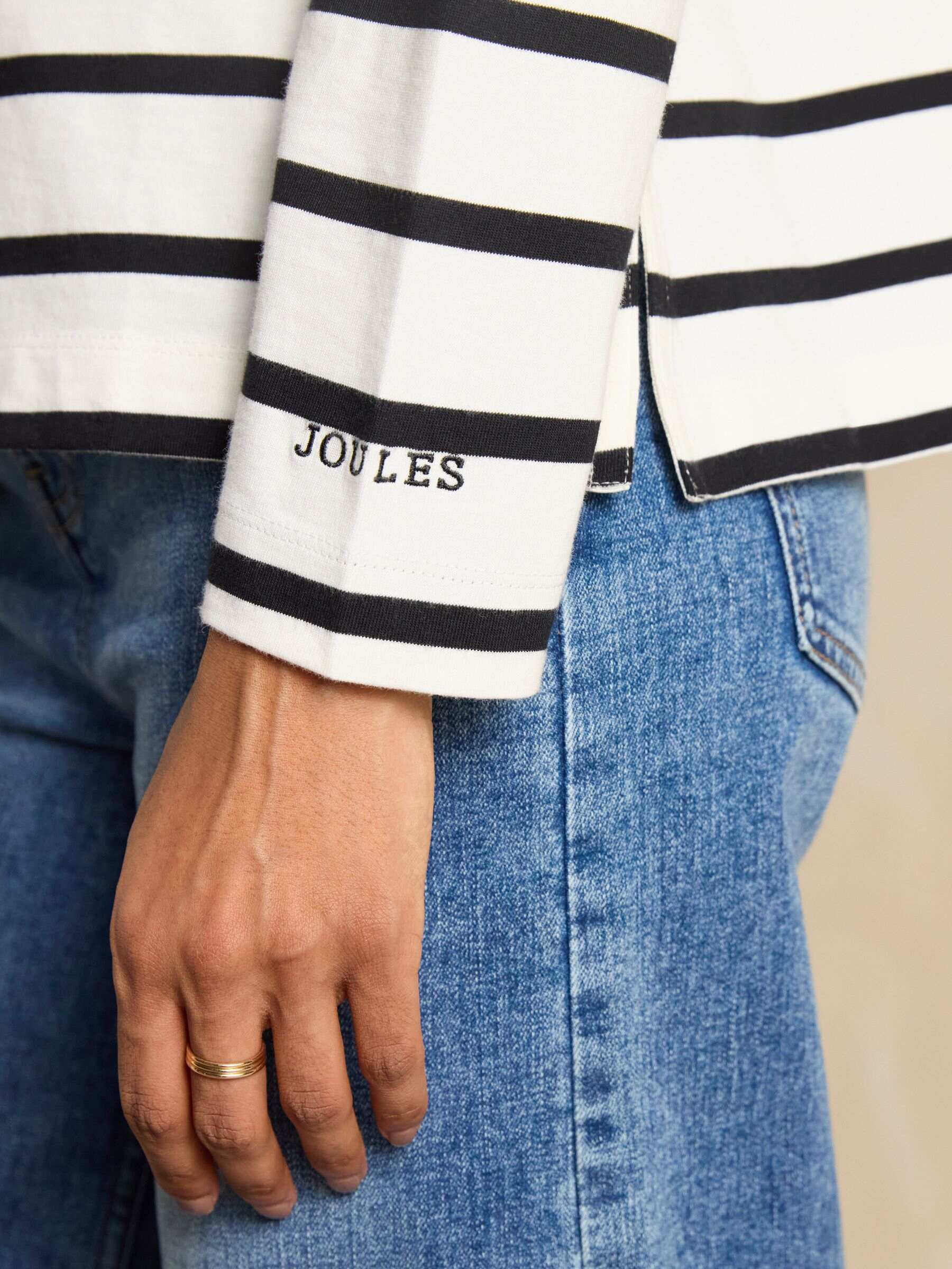 Ellie Black/Cream Long Sleeve Jersey Top