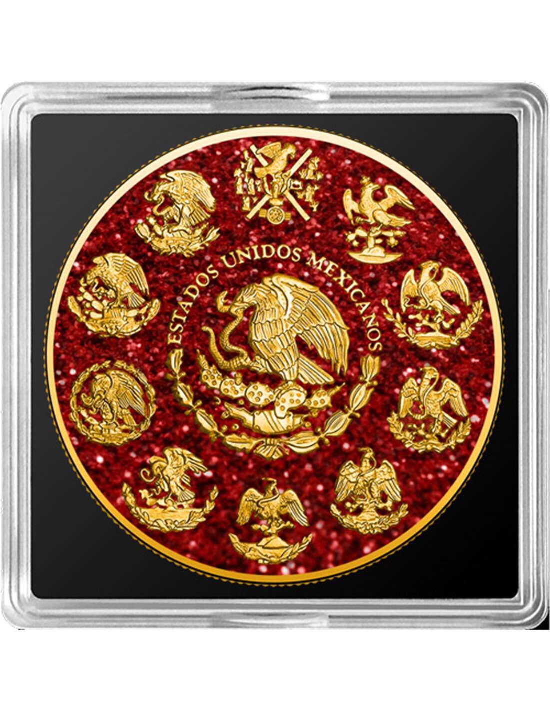 RUBY Precious Gemstones Libertad 1 Oz Silver Coin Mexico 2023