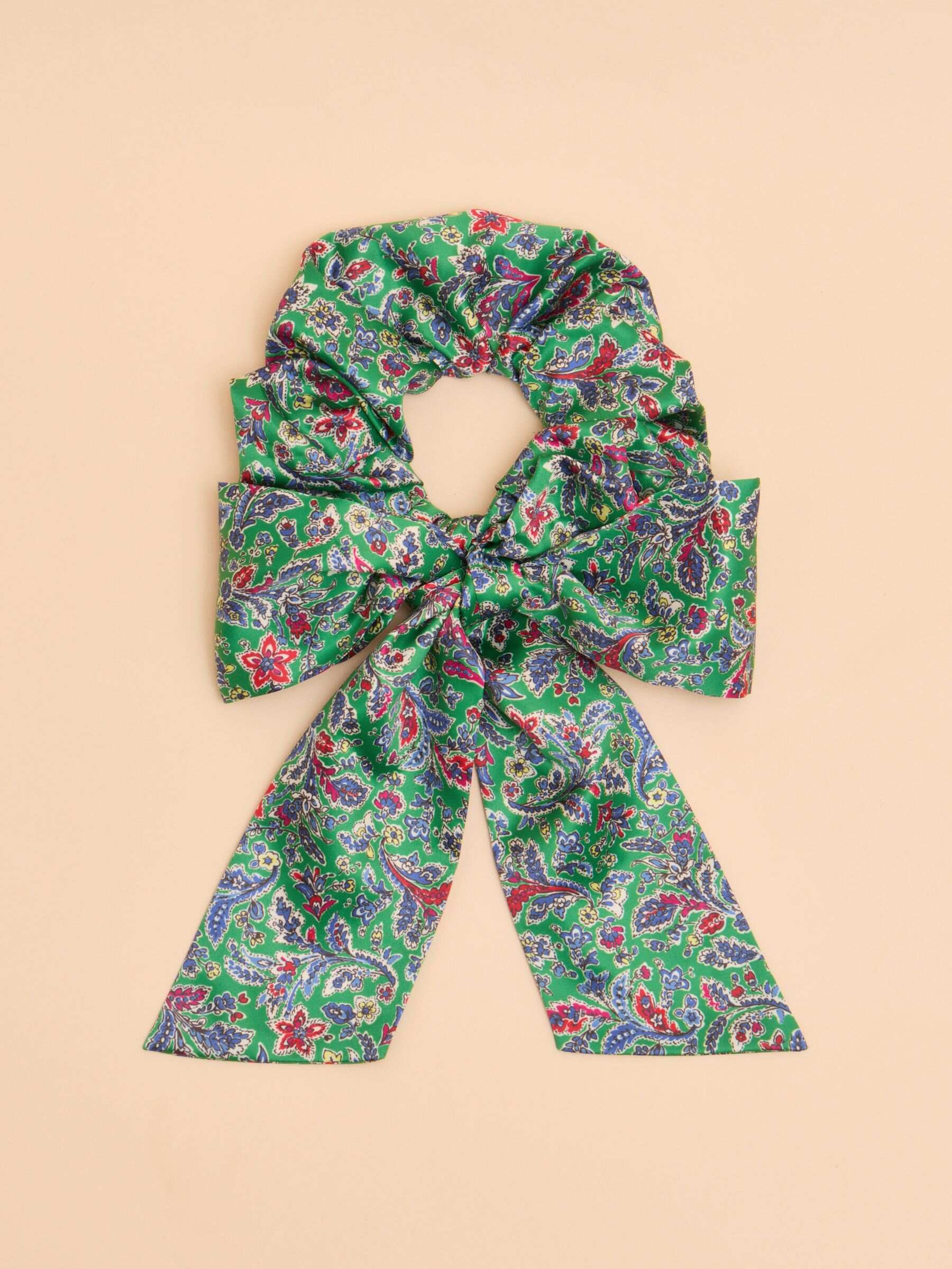 Elissia Green/Pink Scarf Scrunchie