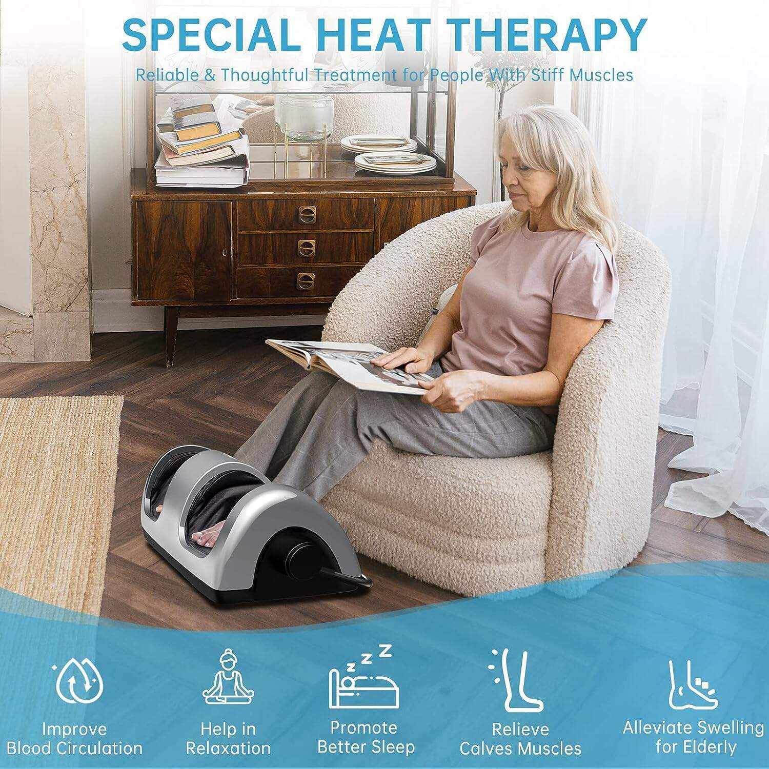 TiSSCARE Shiatsu Massage Foot Massager Machine - Improves Blood Flow Circulation, Deep Kneading & Tissue with Heat/Remote, Neuropathy, Plantar Fasciitis, Diabetics, Pain Relief