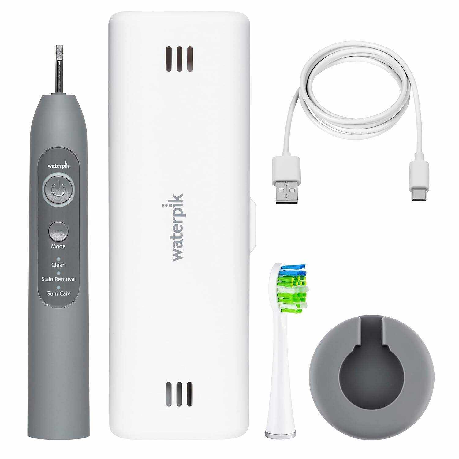 Waterpik Sensonic Sonic Electric Toothbrush, Rechargeable Toothbrush for Adults with 3 Modes, Travel Case, USB Charger, White STW-03W020