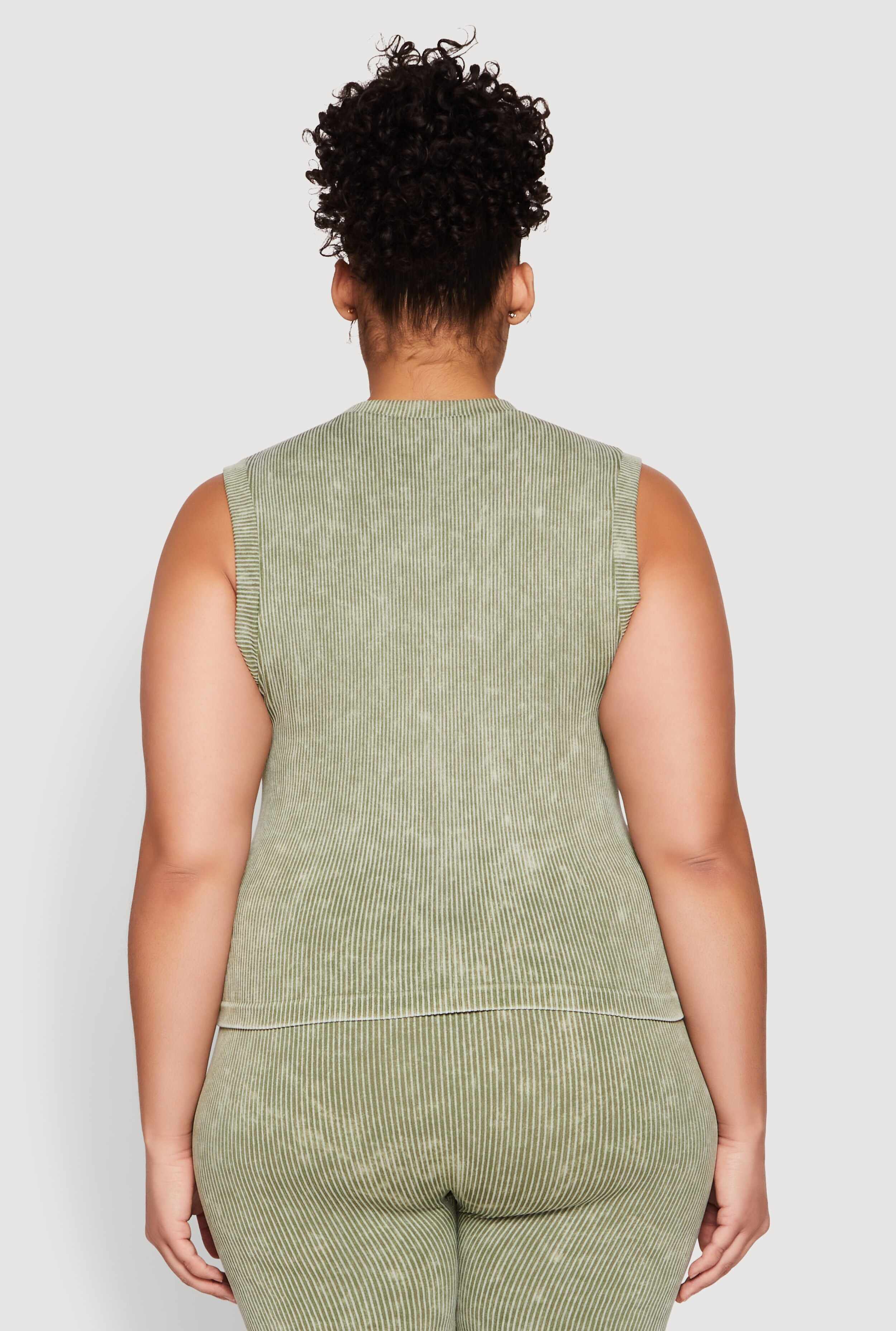 Plus Size Mineral Wash Ribbed Knit Tank Top