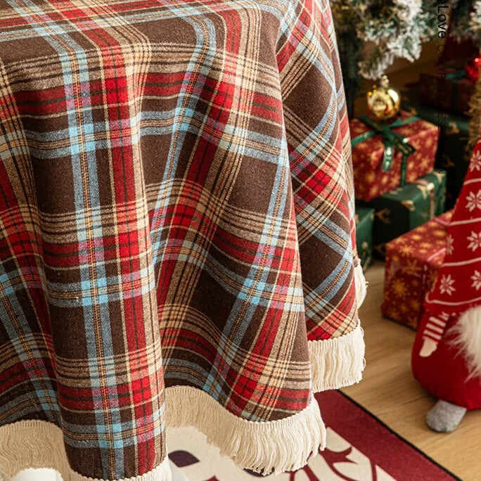 Christmas Buffalo Plaid Round Tablecloth