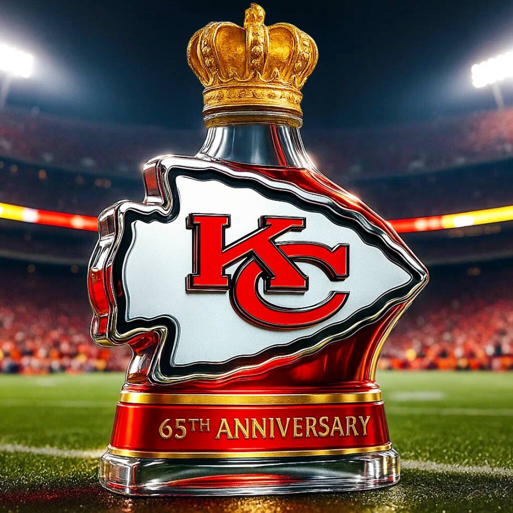 Kansas City Chiefs 65th Anniversary Whiskey Bottle