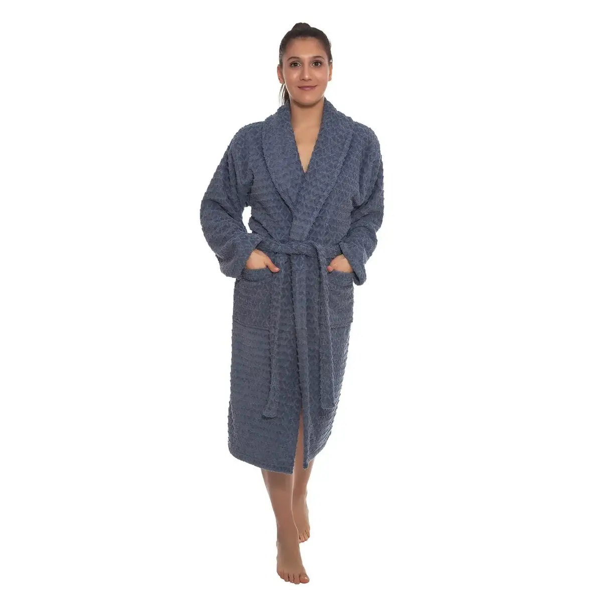 Ozan Premium Home Azure Bathrobes Collection 100% Turkish Cotton Unisex Terry Cloth Bathrobe