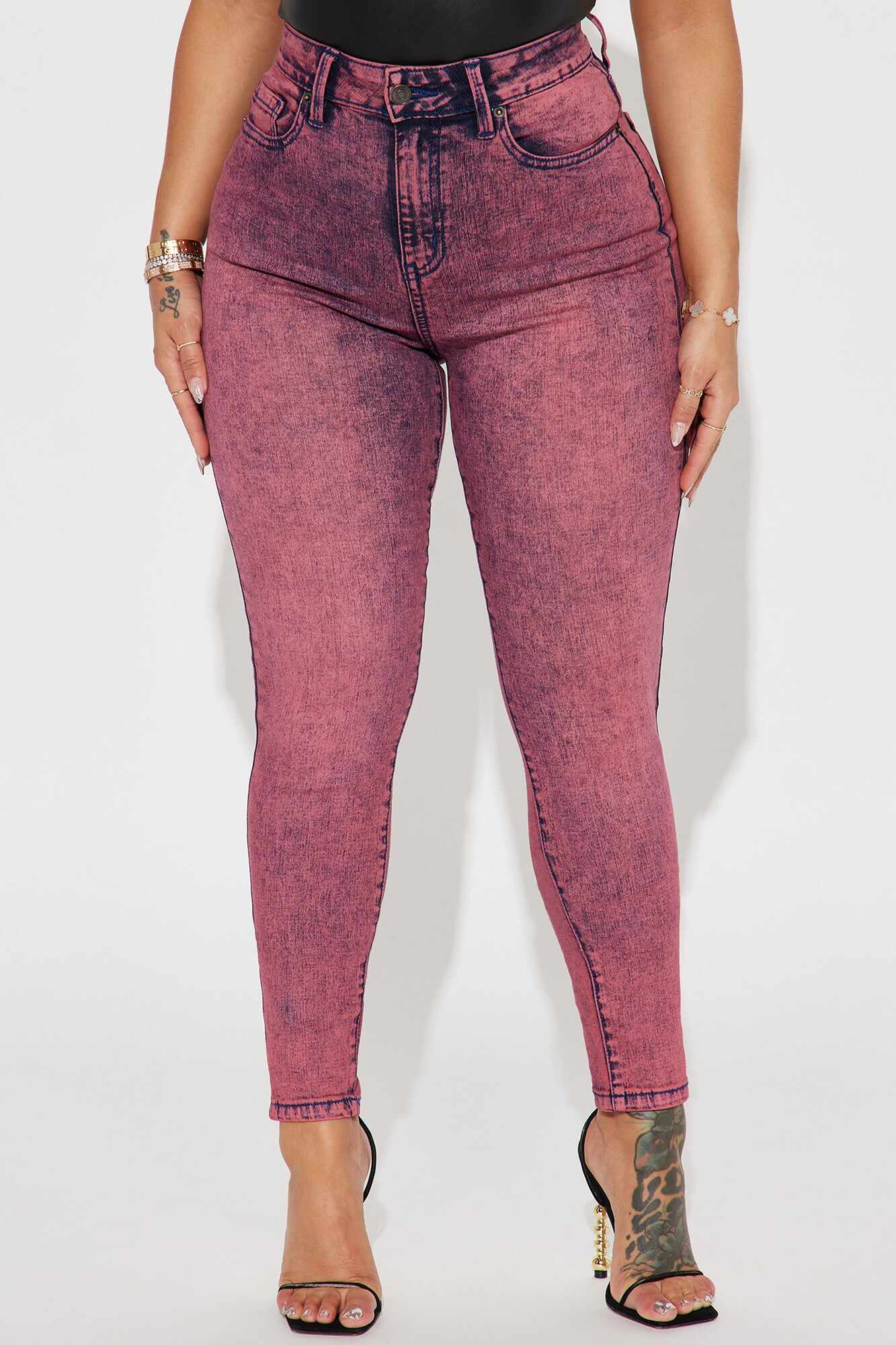 It's Giving High Stretch Curvy Skinny Jeans - Pink