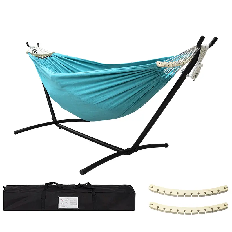 Hammock with Heavy Duty Steel Stand, 450lb Weight Capacity, Carry Bag & Anti-Roll Balance Beams Included
