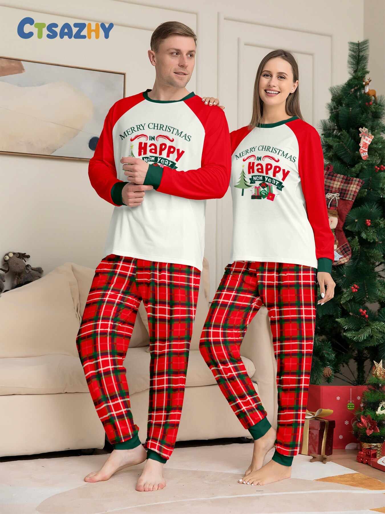 Christmas Tree Printed Family Matching Christmas Pajamas Sets