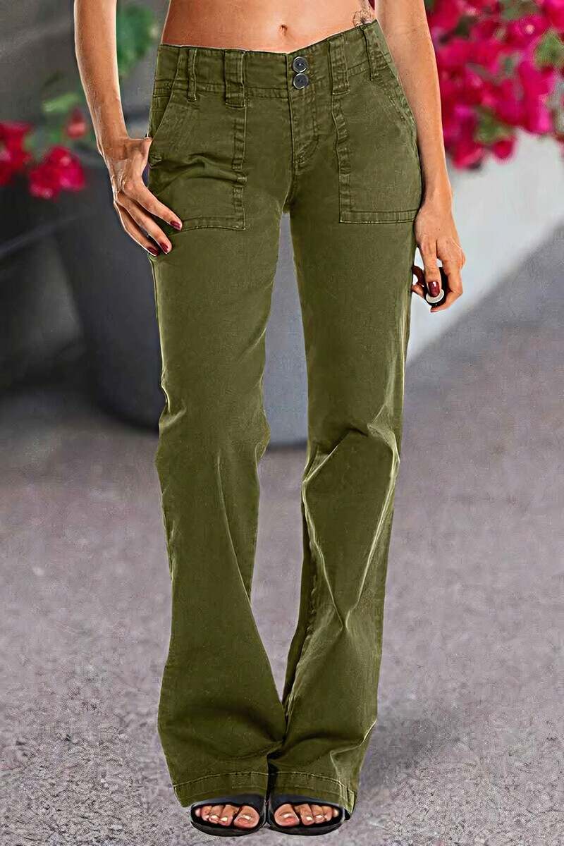 🔥Double Button Mid Waist Straight Leg Pants