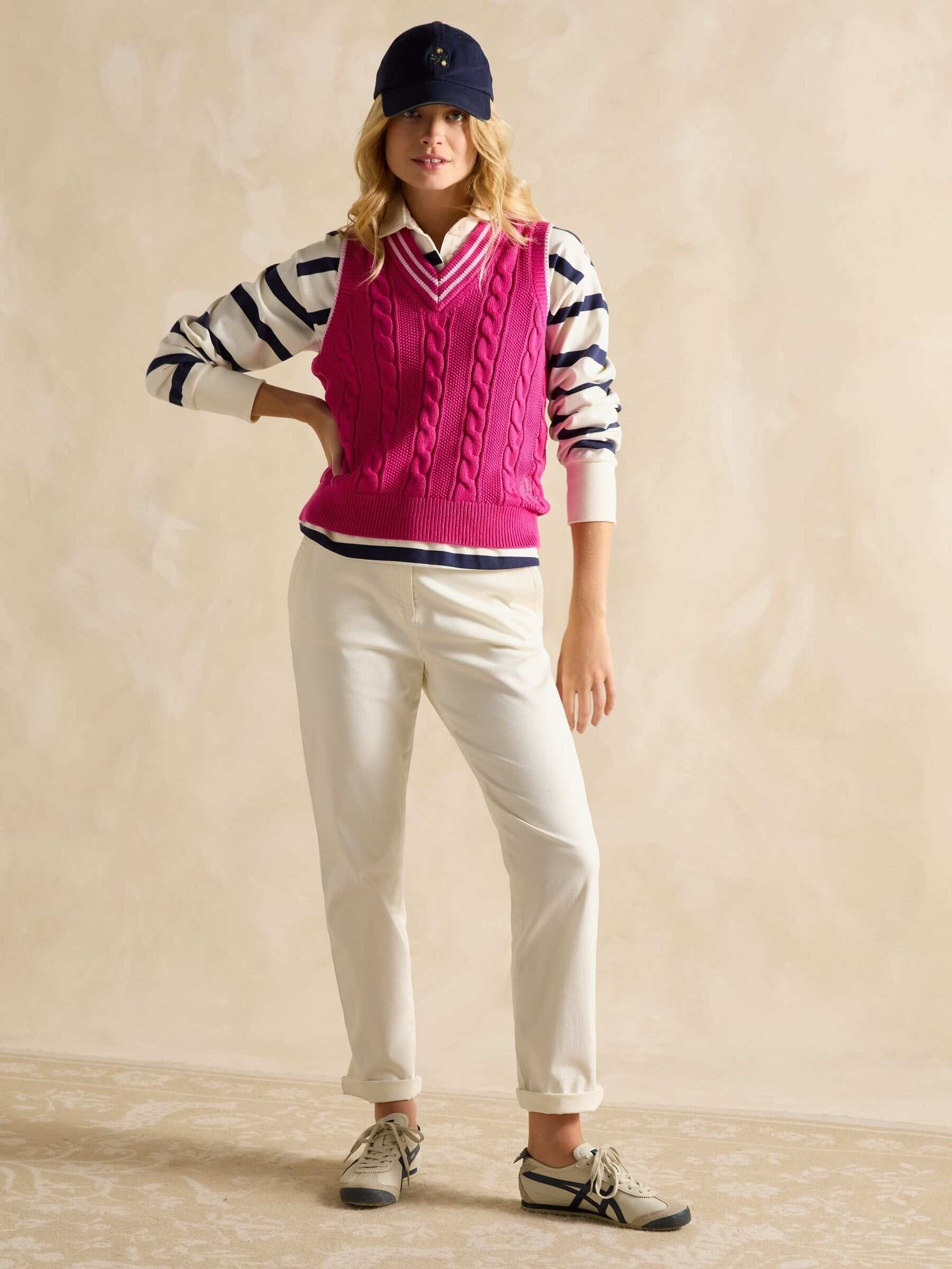Deuce Pink Cable Knitted Cotton Vest