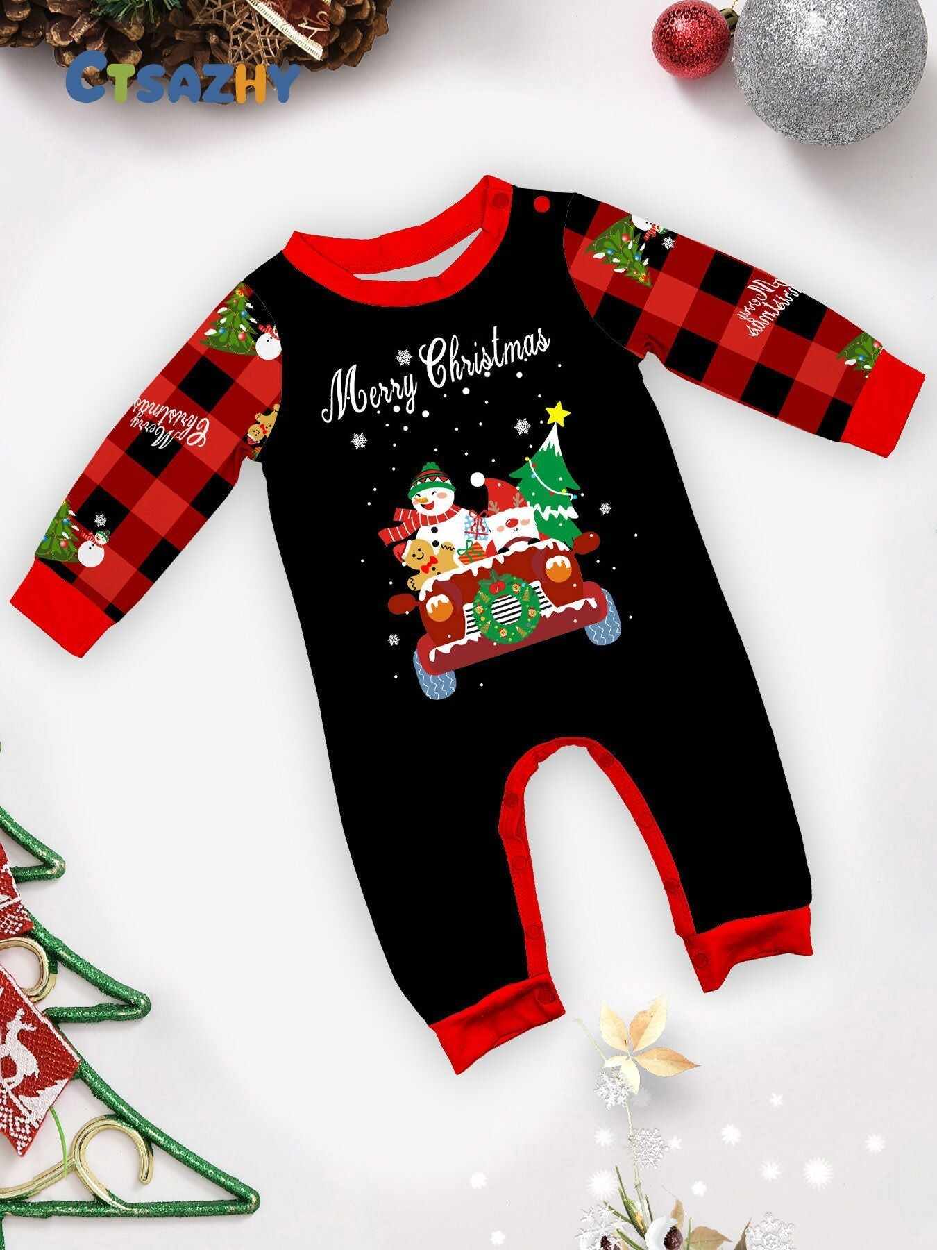 Car Snowman Printed Family Matching Christmas Pajamas Sets