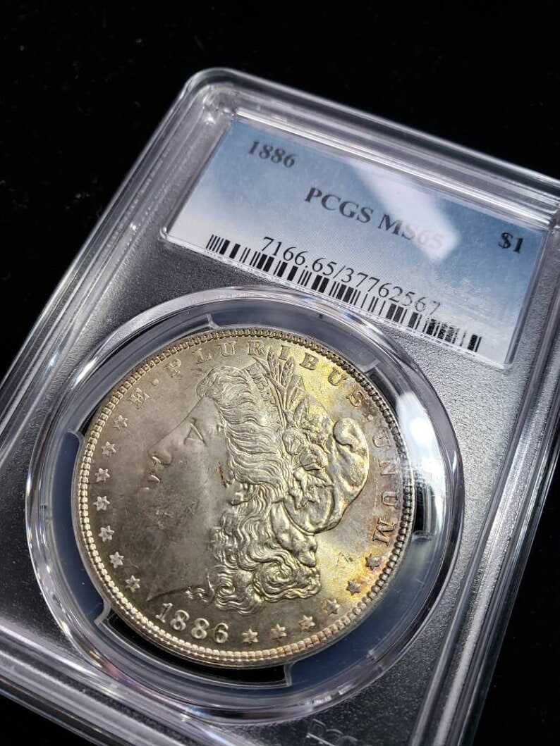 1886   Morgan Silver Dollar MS65  PCGS  Graded - Beautiful Coin -    Lot# 1465