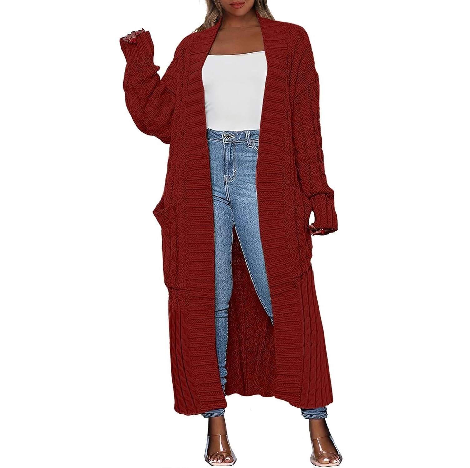🔥 Last Day For Clearance !-Women's Long Cardigan 2026 Oversized Coat Long Sleeve Open Cardigan Knitted Extra