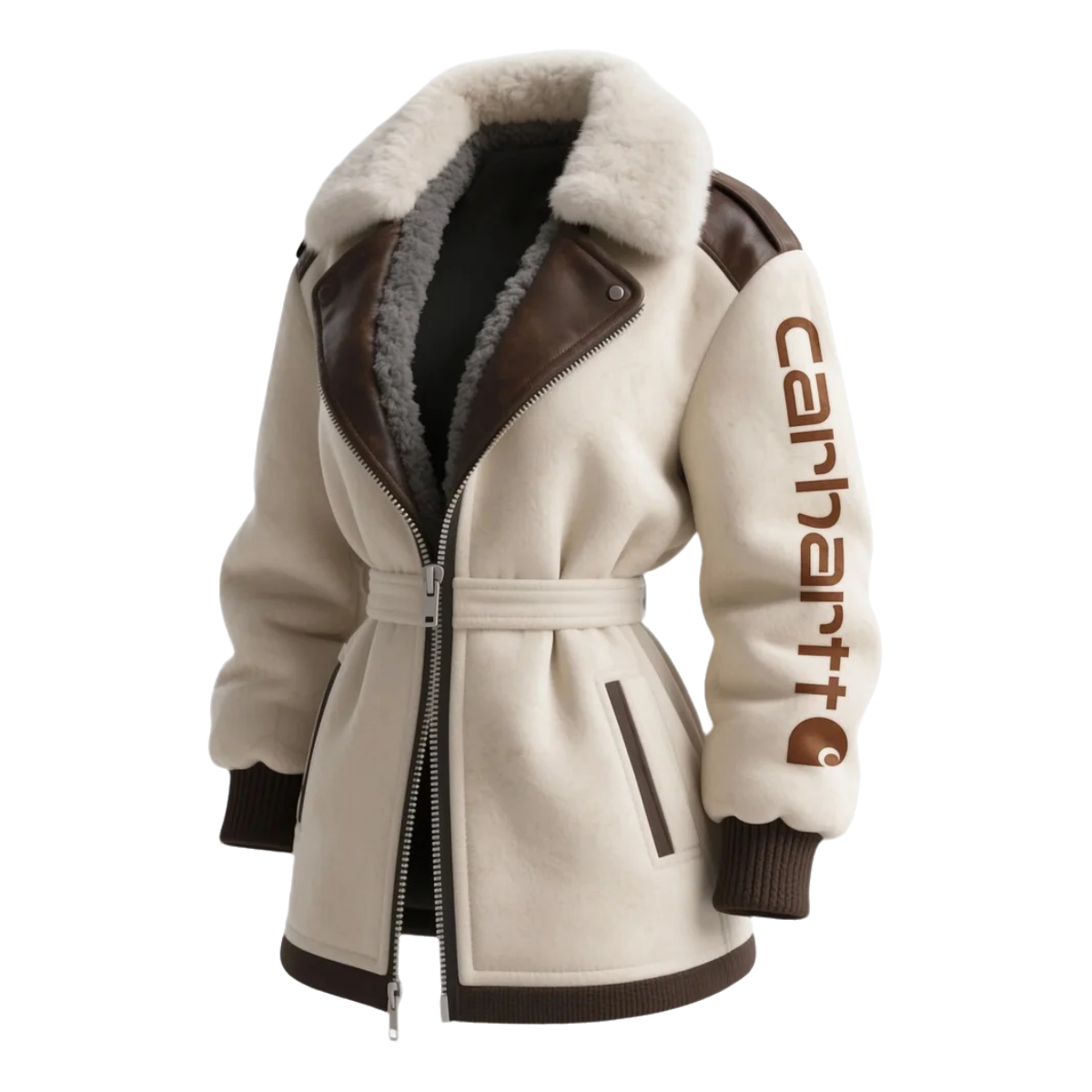 Women's Retro Western Style Contrast Color Stitching Fur Collar Lapel Mid-Length Jacket