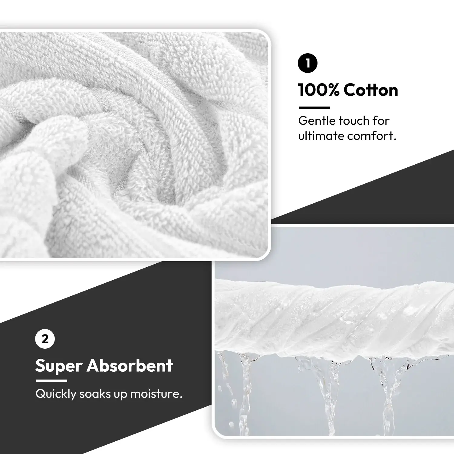 8 Piece Oversized Bath Towel Set, 100% Cotton Bath Towels, Highly Absorbant Bordered Towels