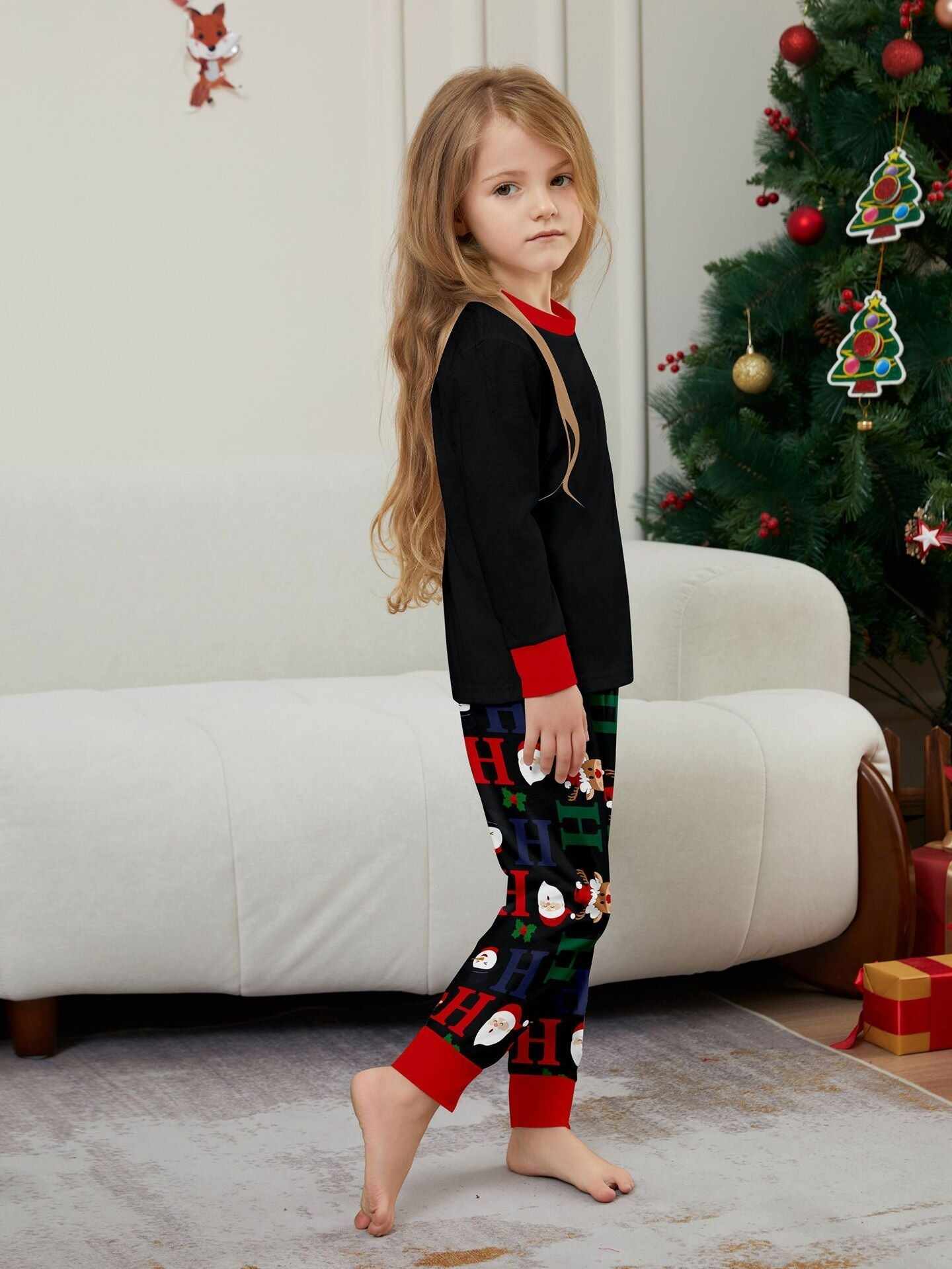 Christmas Deer & Santa Family Matching Pajama Set