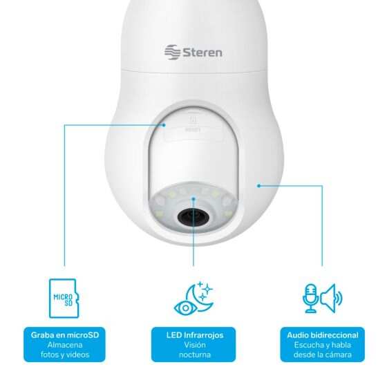 3 MP Wi-Fi* robotic security camera with motion tracking for light socket