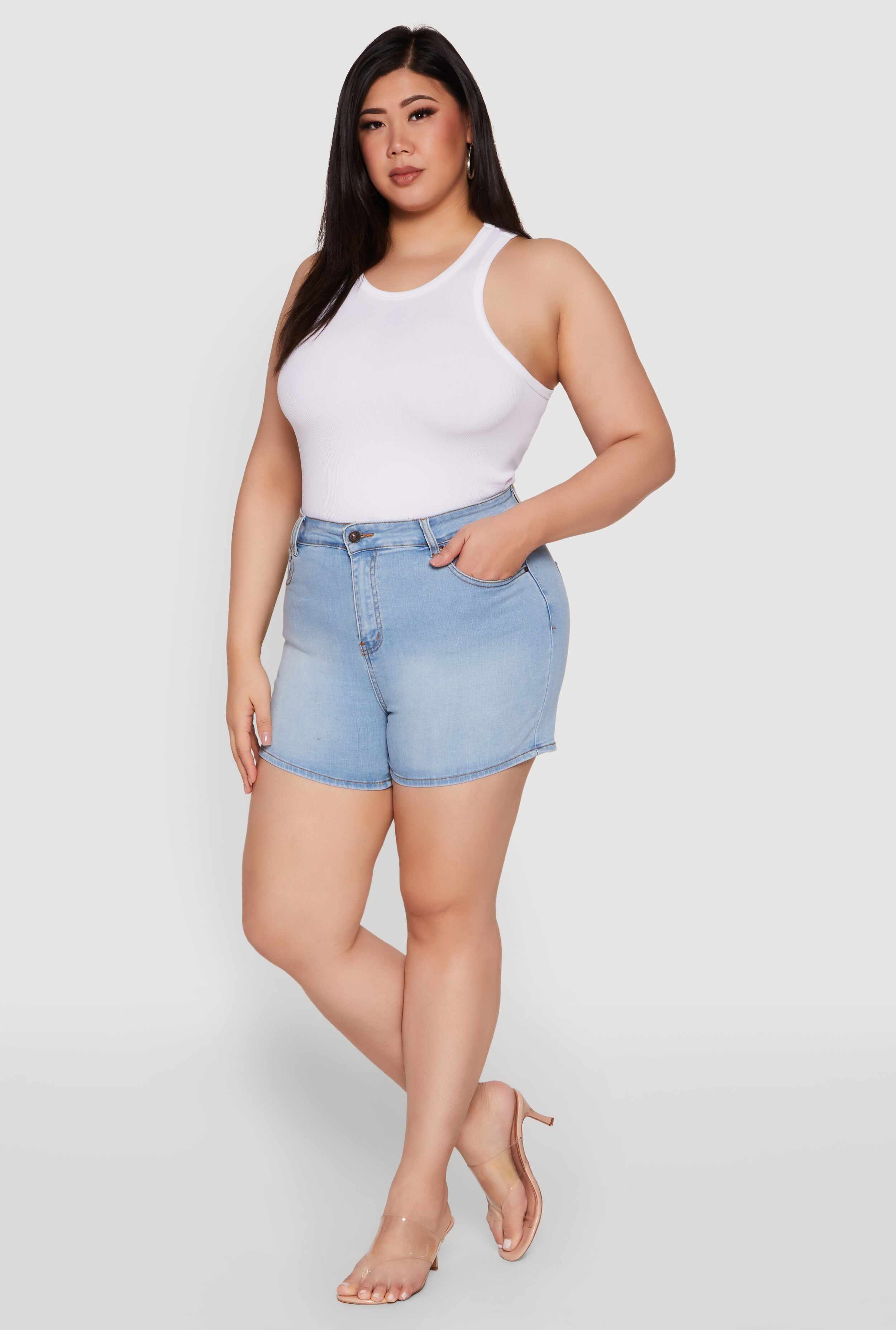 Plus Size WAX Basic Denim Shorts with Stretch