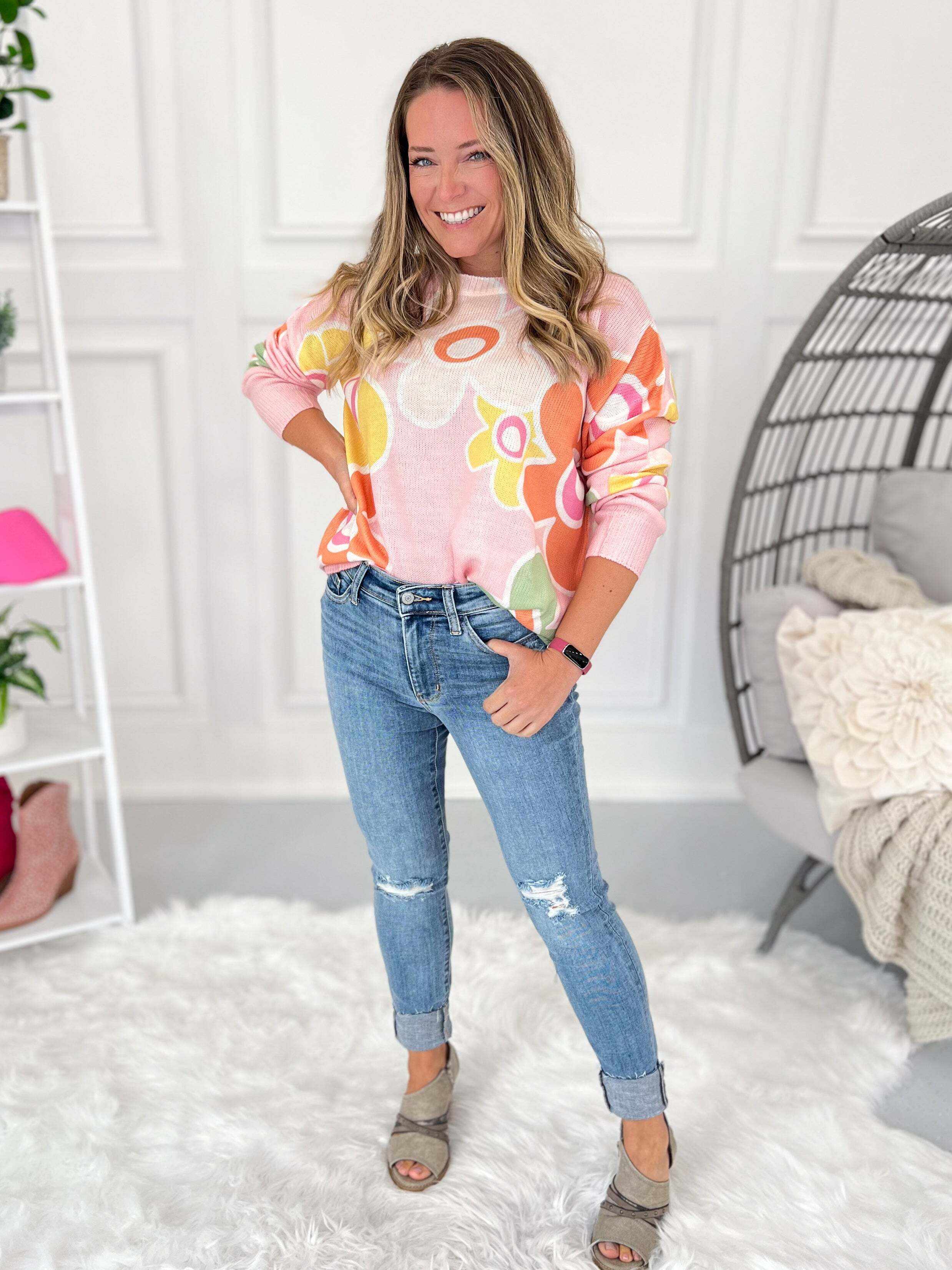 Christmas Destroyed & Cuffed Skinny Jeans- Final Sale