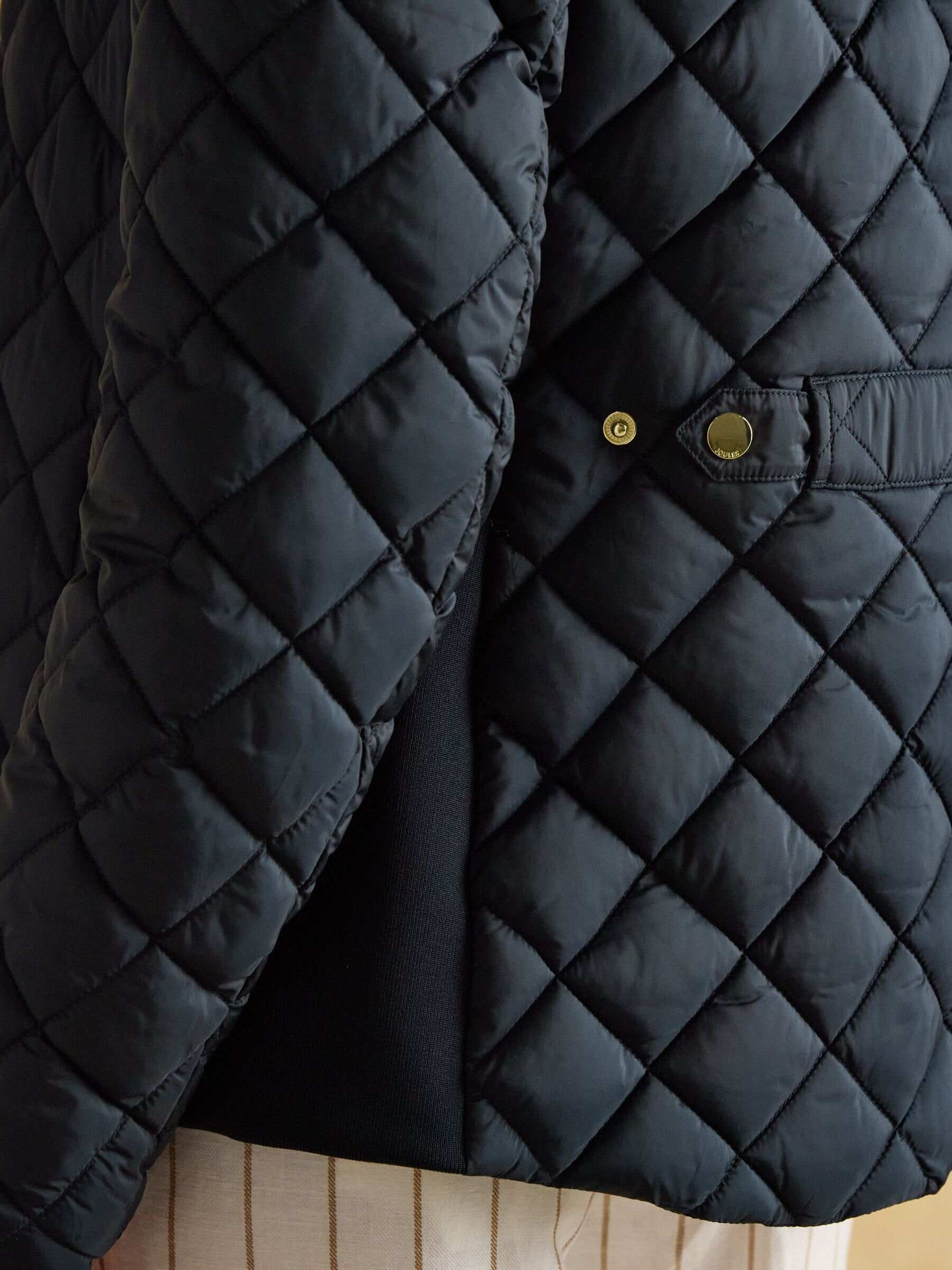 Braemar Luxe Navy Blue Showerproof Diamond Quilted Coat