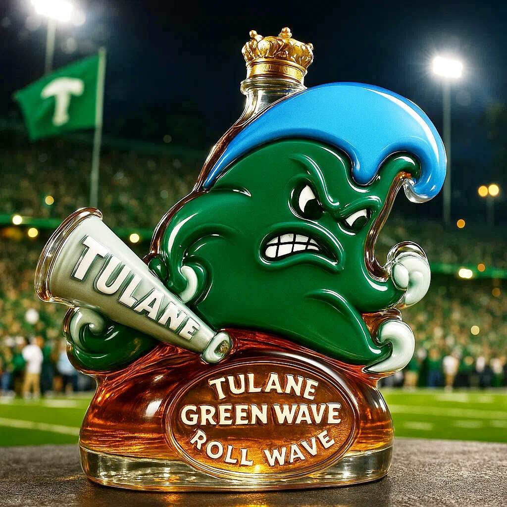 TULANE GREEN WAVE LOGO Limited Edition Whiskey Bottle