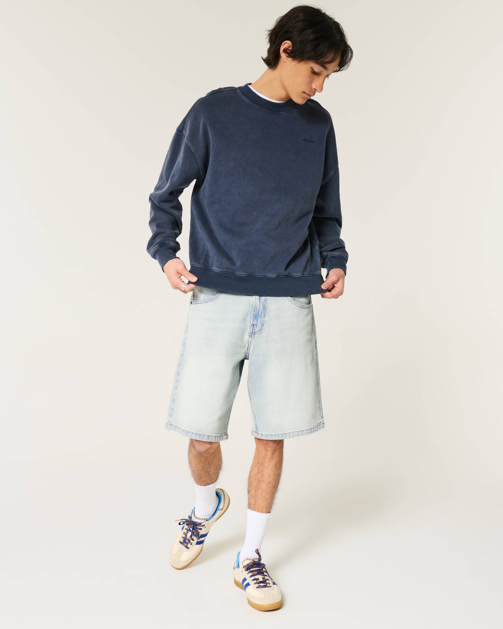 Washed Black Baggy Denim Shorts