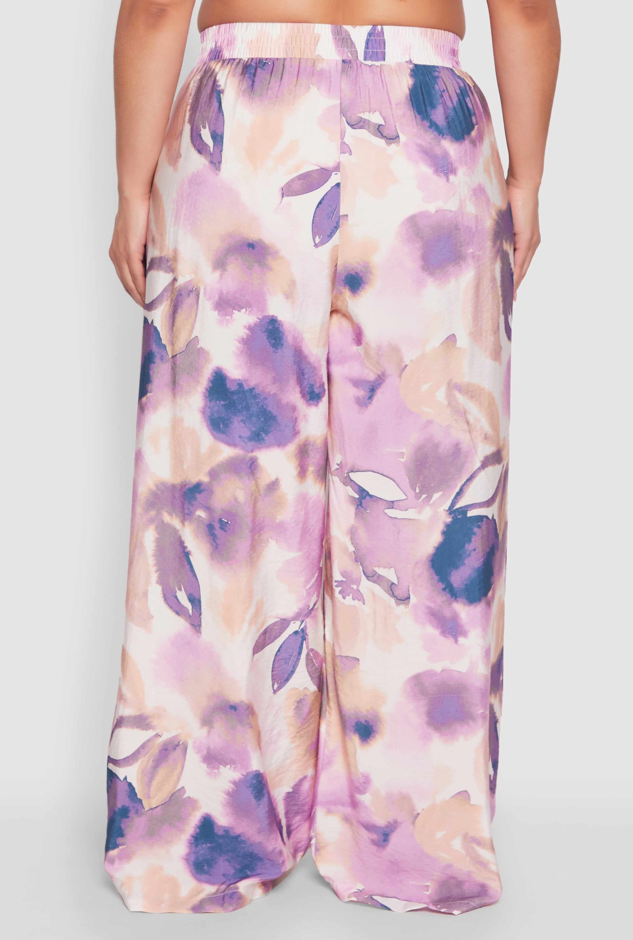 Plus Size Water Color Graphic Palazzo Pants