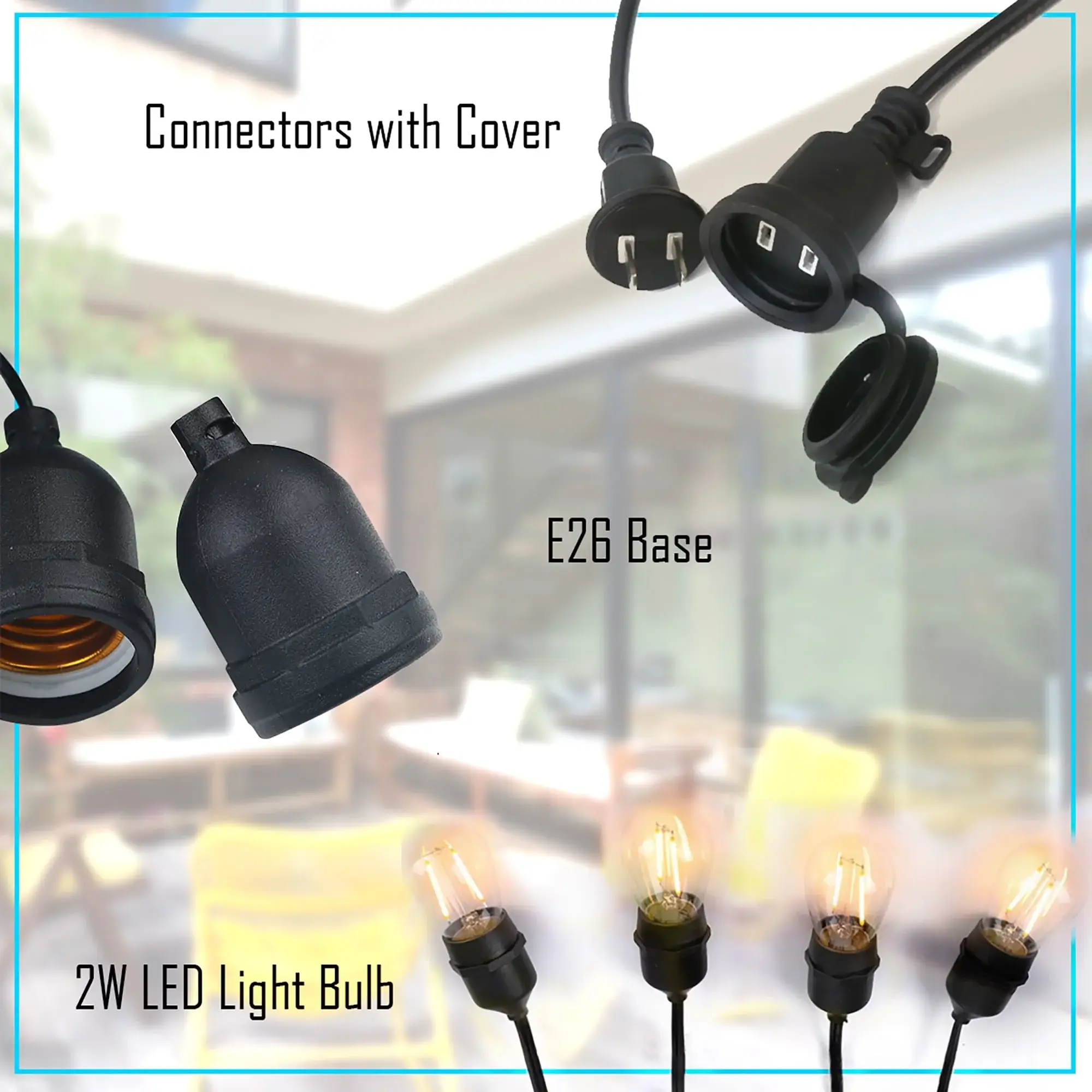 48FT Outdoor String Lights Commercial Grade Waterproof Lights