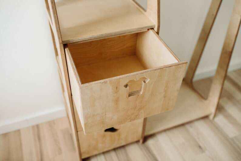 Children wardrobe Montessori clothing rack Wooden clothing rack Wood frame rack Toddler wardrobe Clothing rack with drawers Kids furniture