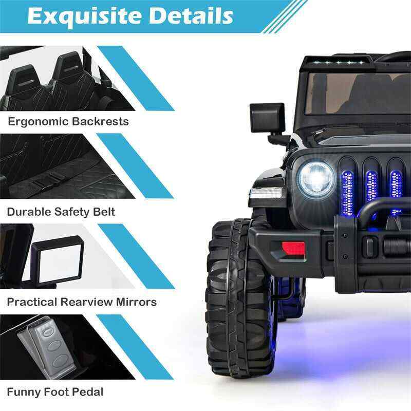 12V Kids Ride-on Jeep Car Battery Powered Electric Truck with Parental Remote Control