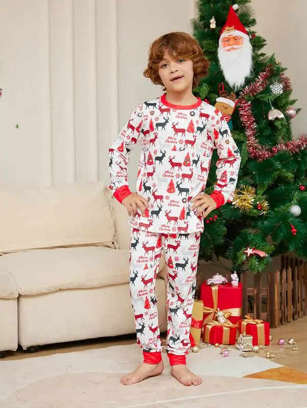 Printed Reindeer Pjs Christmas Matching Family Pajamas Sets