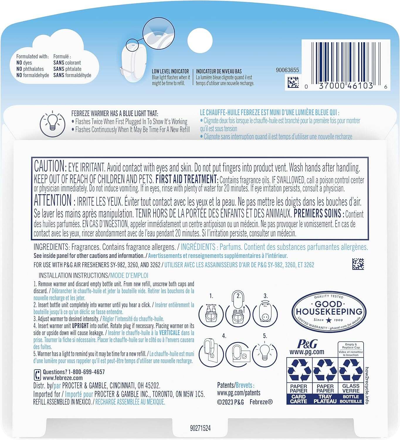 Febreze Odor-Fighting Fade Defy PLUG Air Freshener, Mountain, Ocean, Amber, (3) .87 fl. oz. Oil Refills