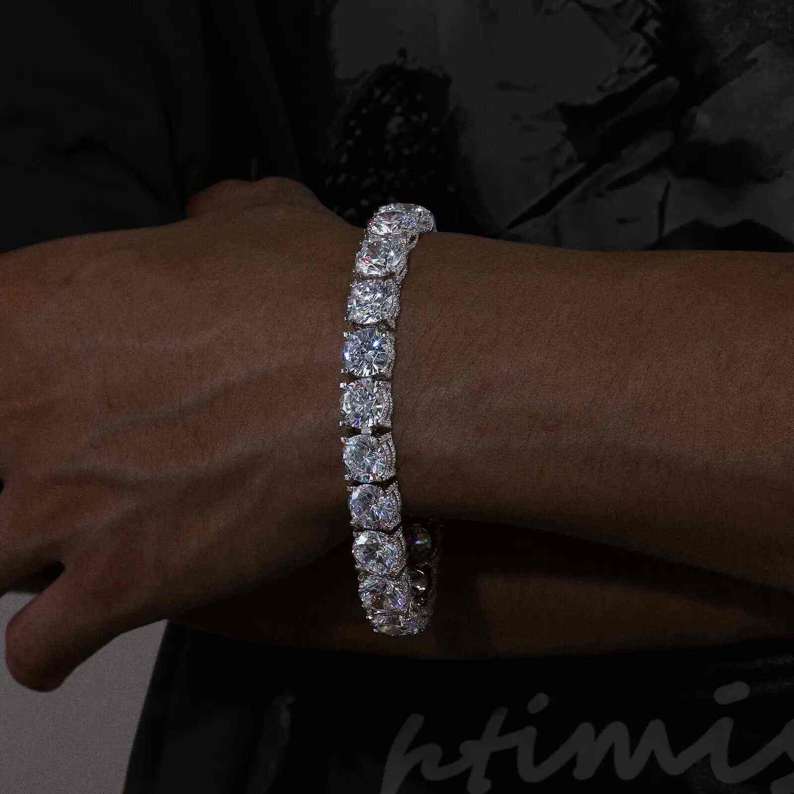 TestTest 10mm S925 Moissanite Iced Out Tennis Bracelet