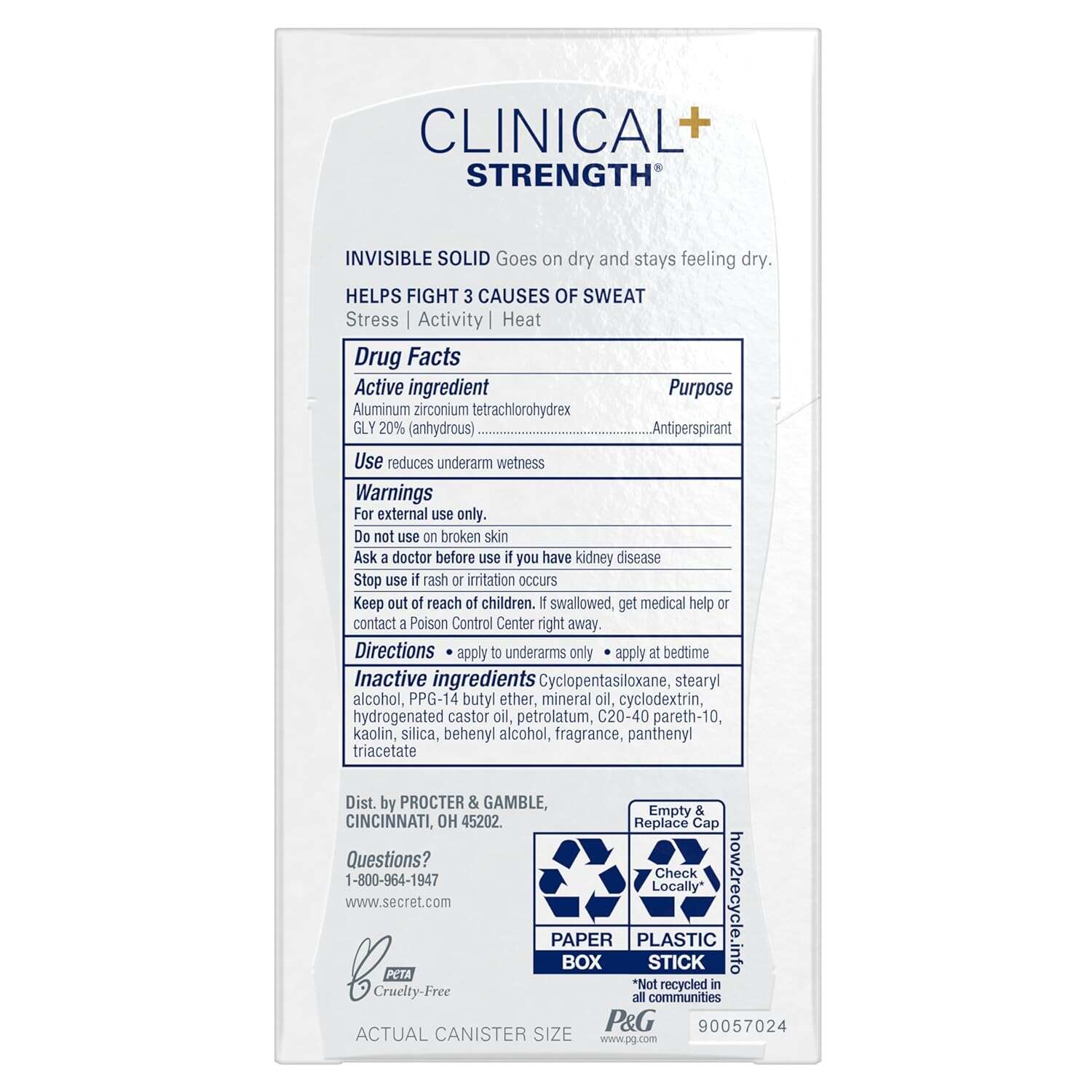 Secret Clinical Strength Antiperspirant and Deodorant Women, Soft Solid Stress Response, 72 Hr Sweat Protection, 1.6 oz (Pack of 3)