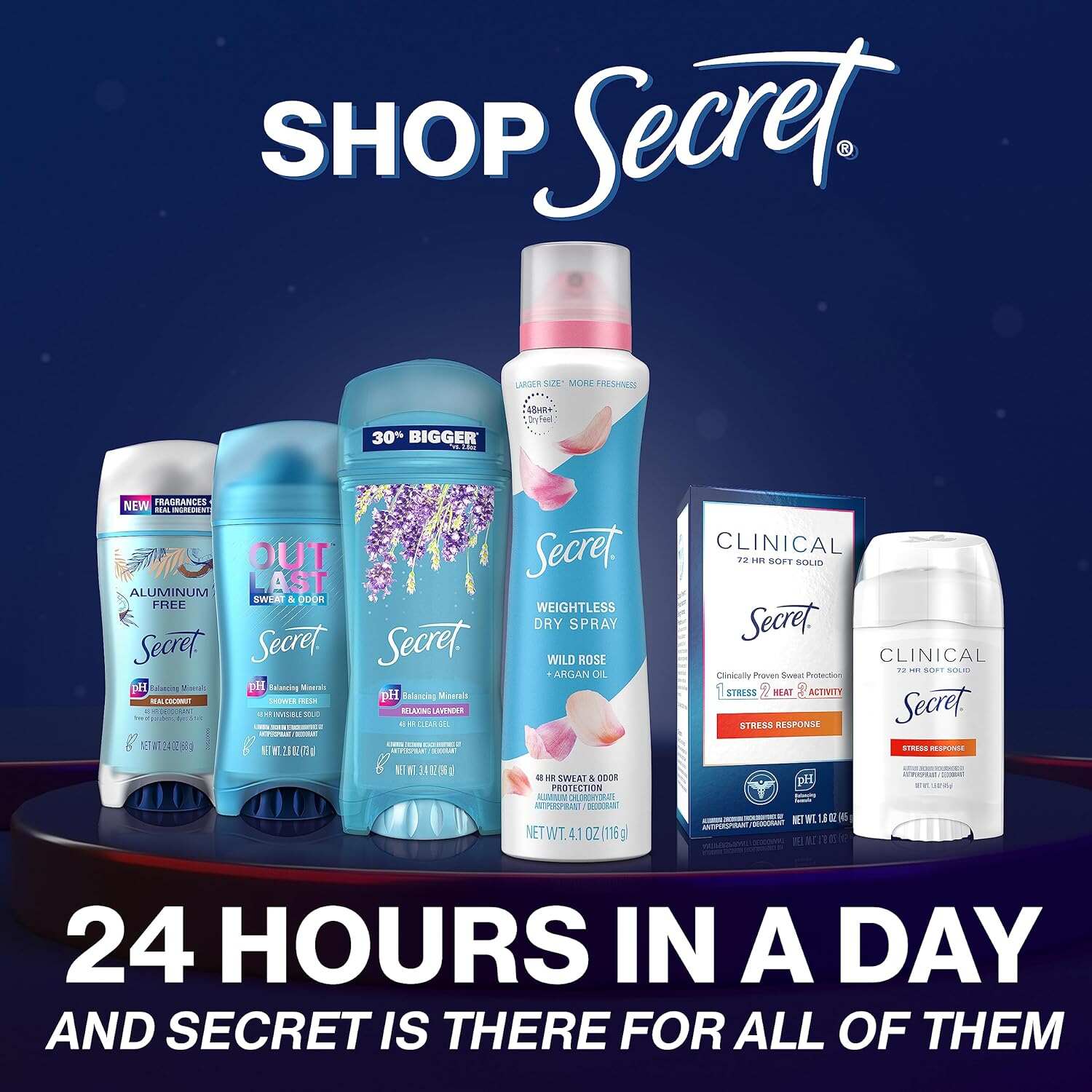Secret Clinical Strength Antiperspirant and Deodorant Women, Soft Solid Stress Response, 72 Hr Sweat Protection, 1.6 oz (Pack of 3)