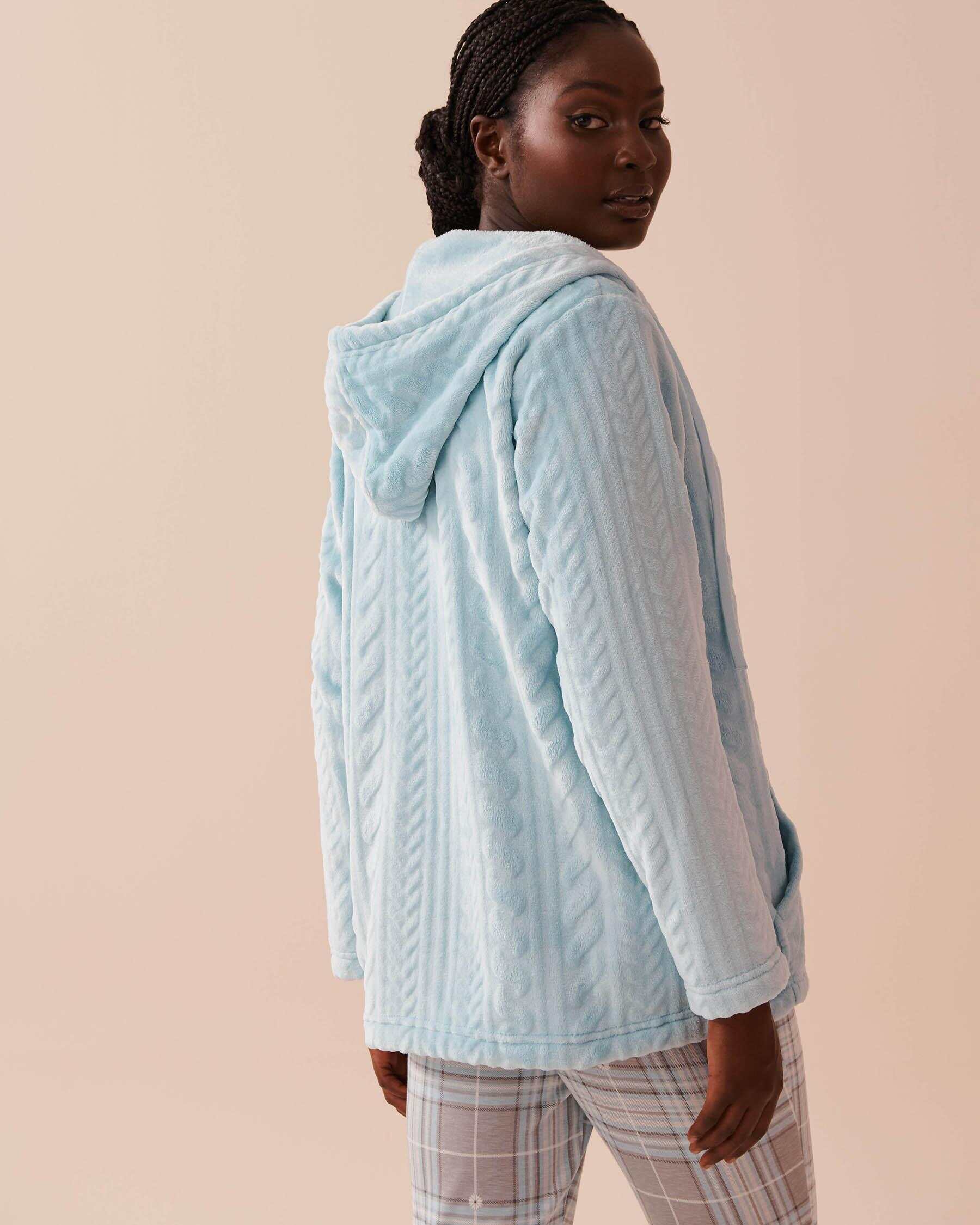 Recycled Fibers Cable Effect Soft Hooded Cardigan
