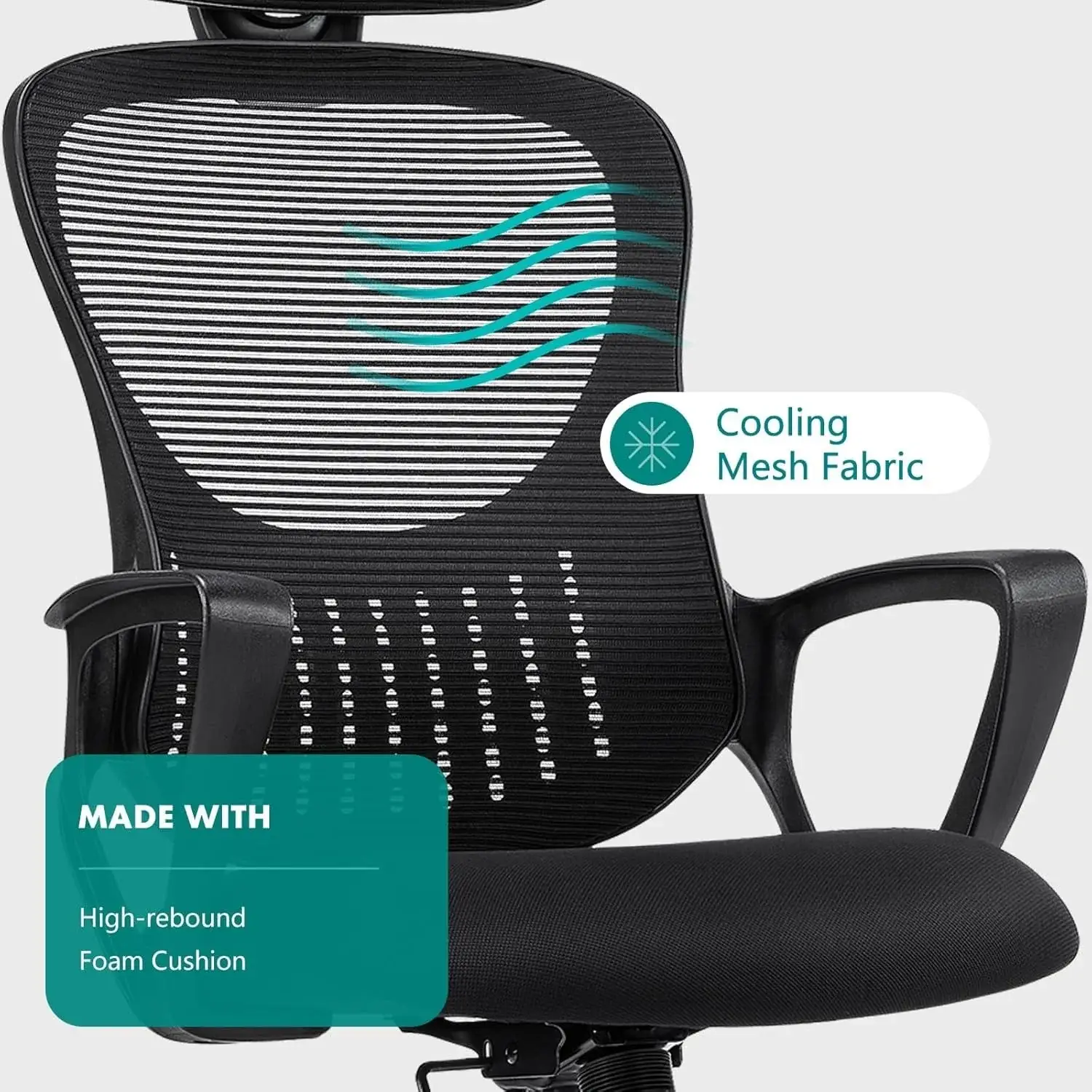 Ergonomic Office Chair, High Back Desk Chair with Headrest, Home Office Swivel Mesh Computer Chair, Executive Office Chair