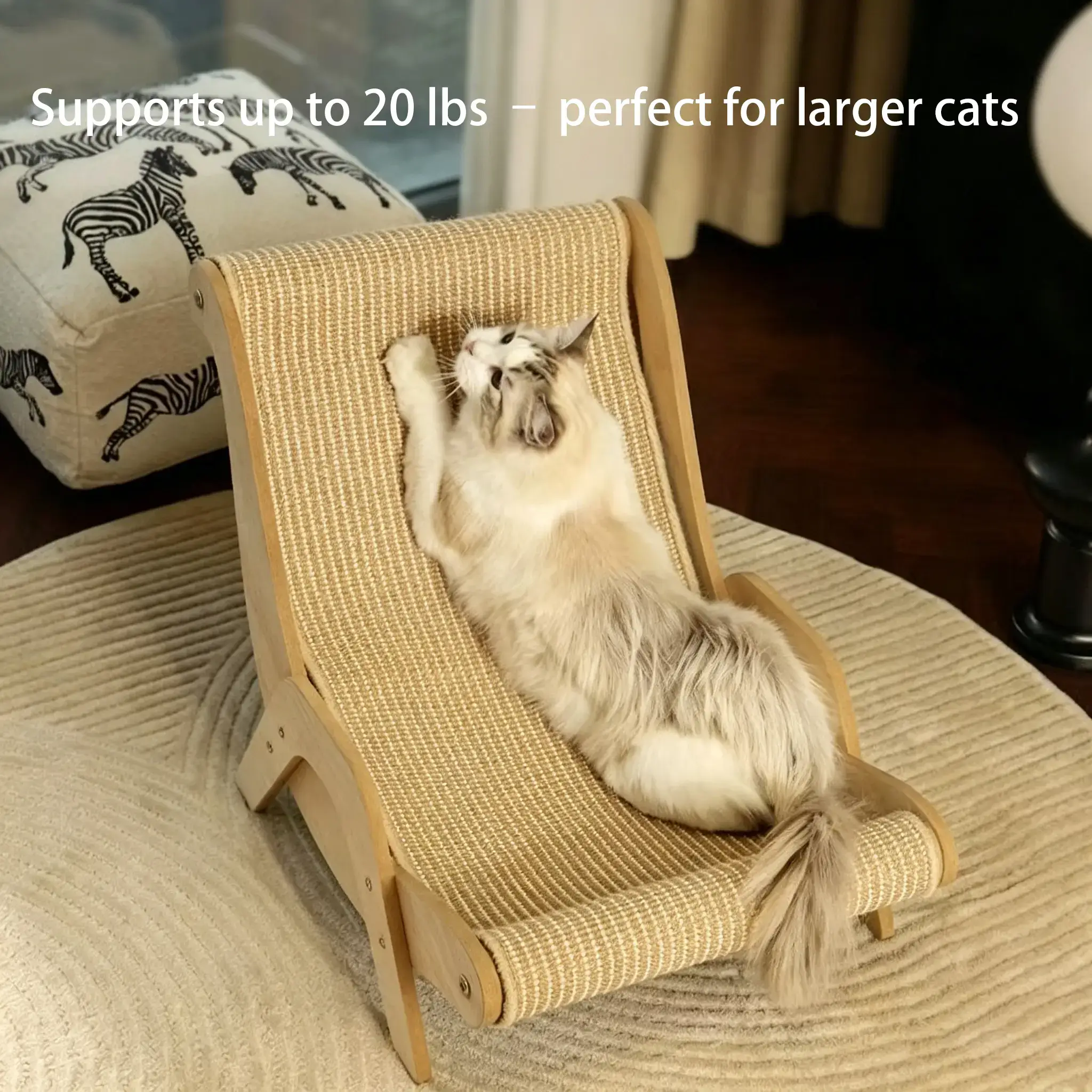 Wooden Cat Hammock with Sisal Scratching Pad