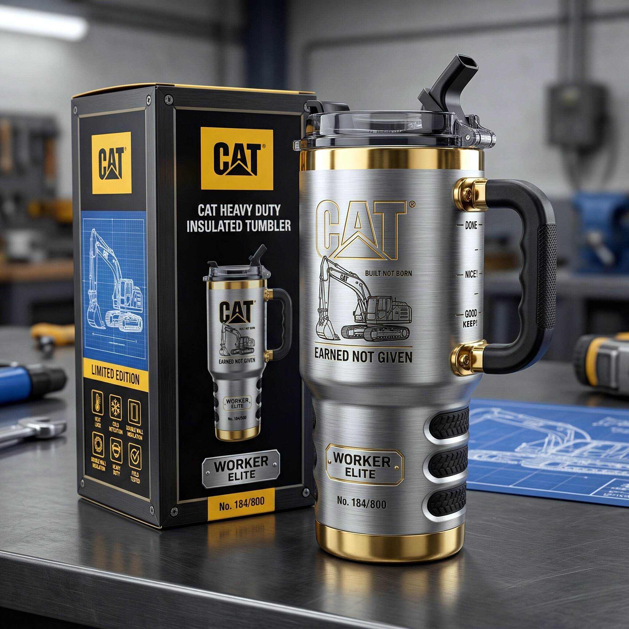 CAT Worker Elite Collector’s Edition Tumbler | Stainless Steel Insulated Cup