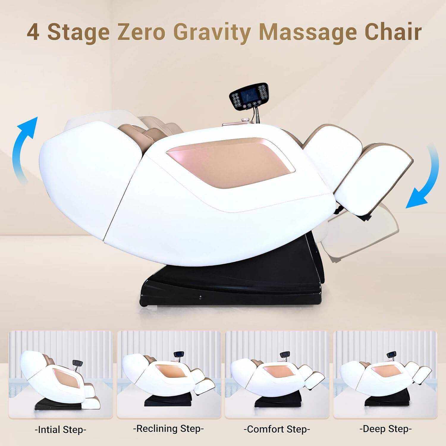 Mazzup Full Body Zero Gravity Shiatsu Massage Chair with Fully Assembled, LCD Screen, Shortcut Keys, USB Charging Port, Heat, Ideal Gift for Loved Ones, Parents, Balck
