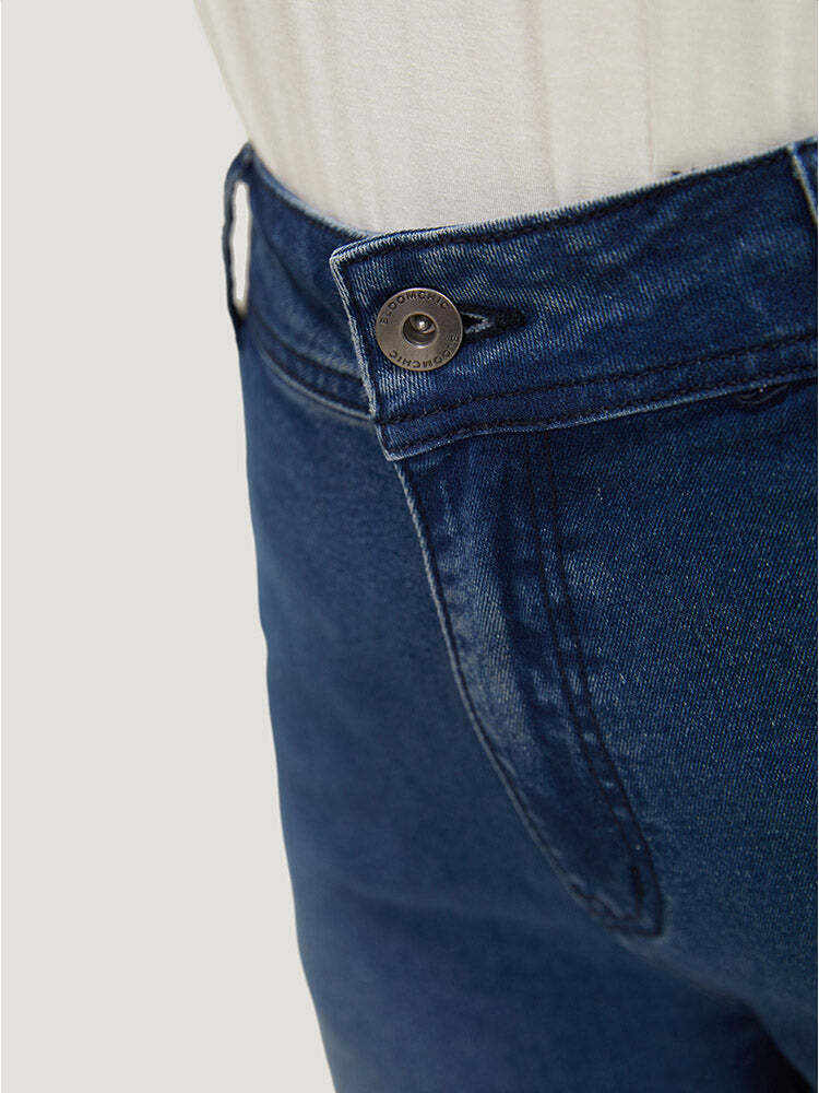 Very Stretchy Medium Wash Geometric Embroidered Jeans