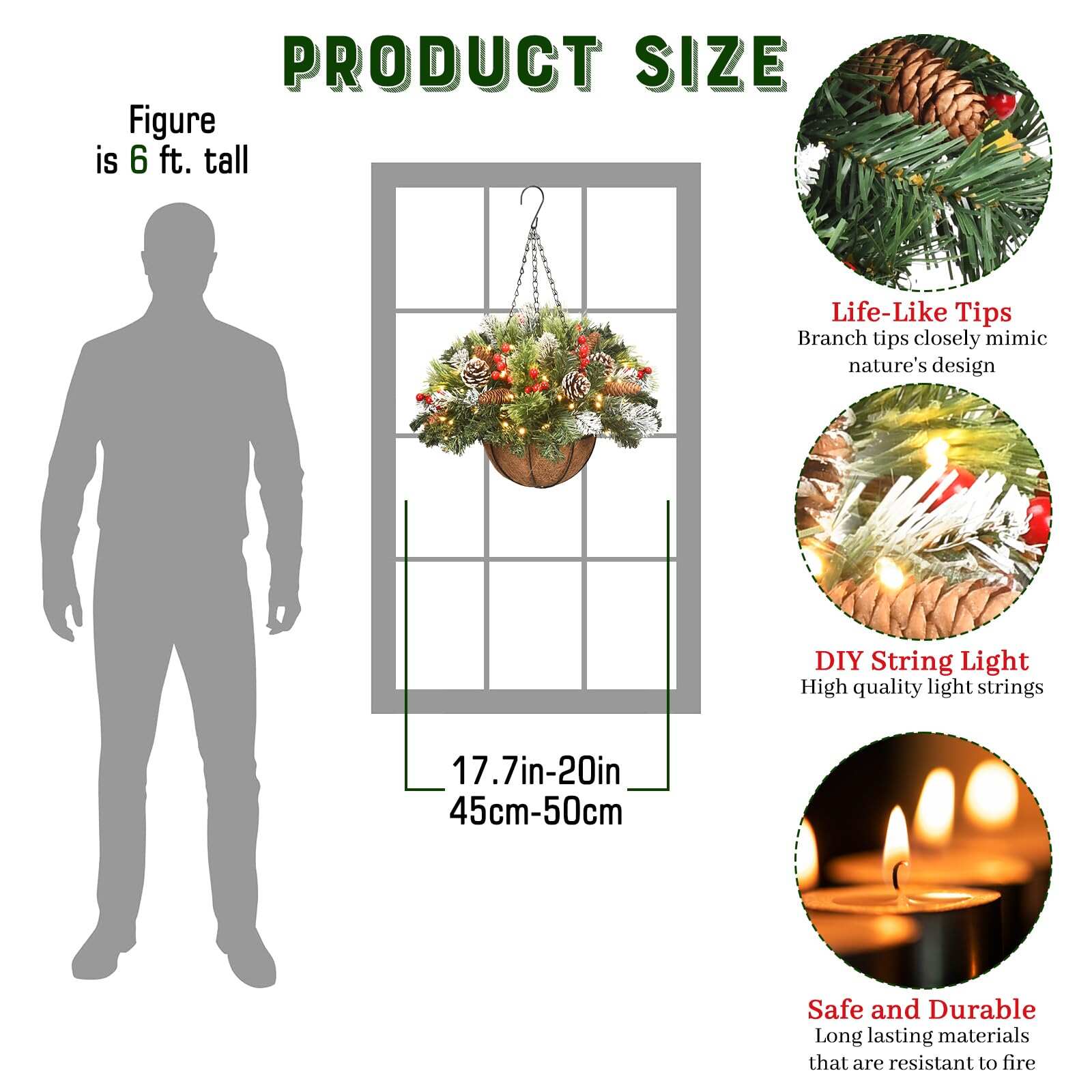 🔥ON SALE - 50% OFF🔥Pre-lit Artificial Christmas Hanging Basket