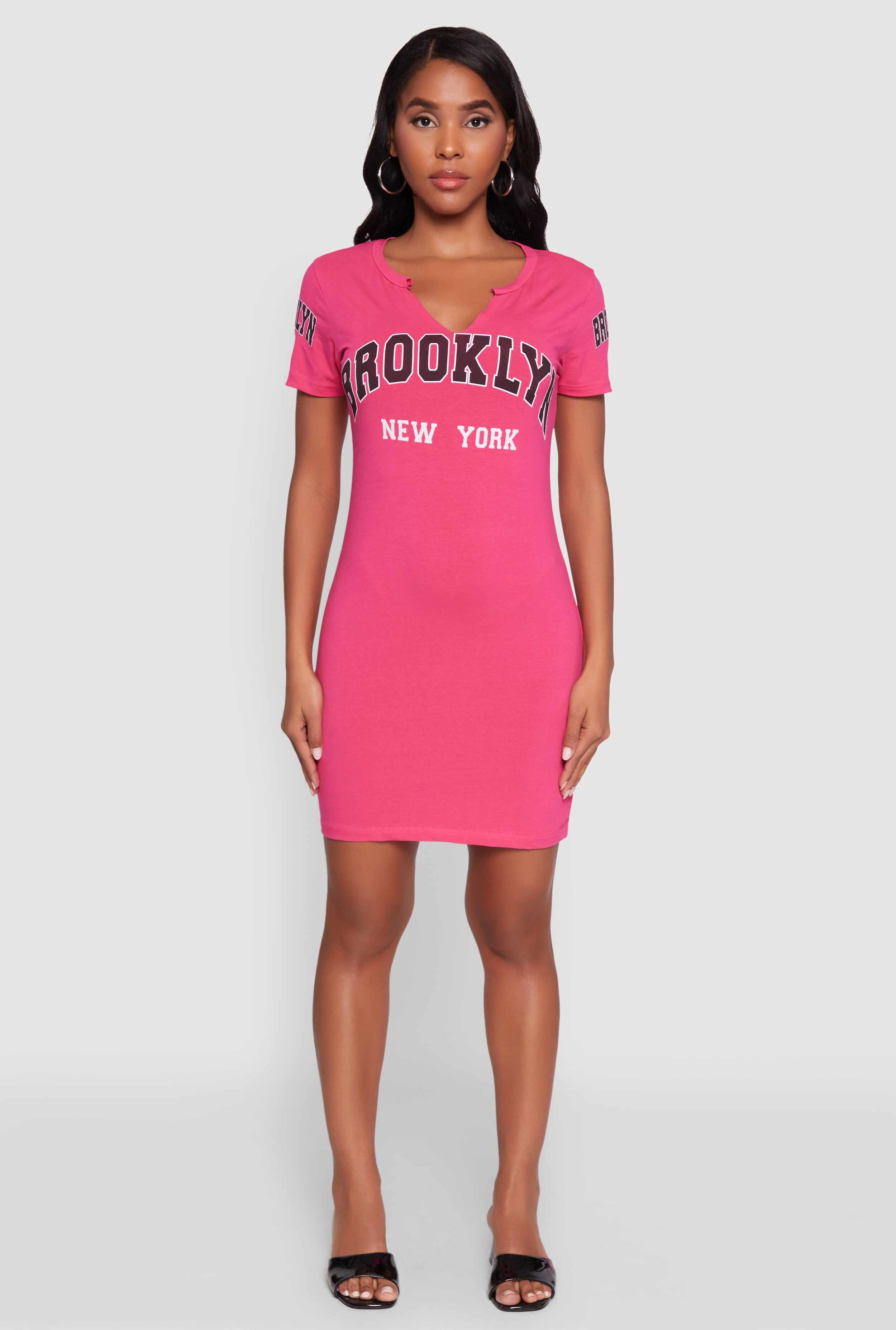 Brooklyn New York Graphic Short Sleeve T Shirt Dress