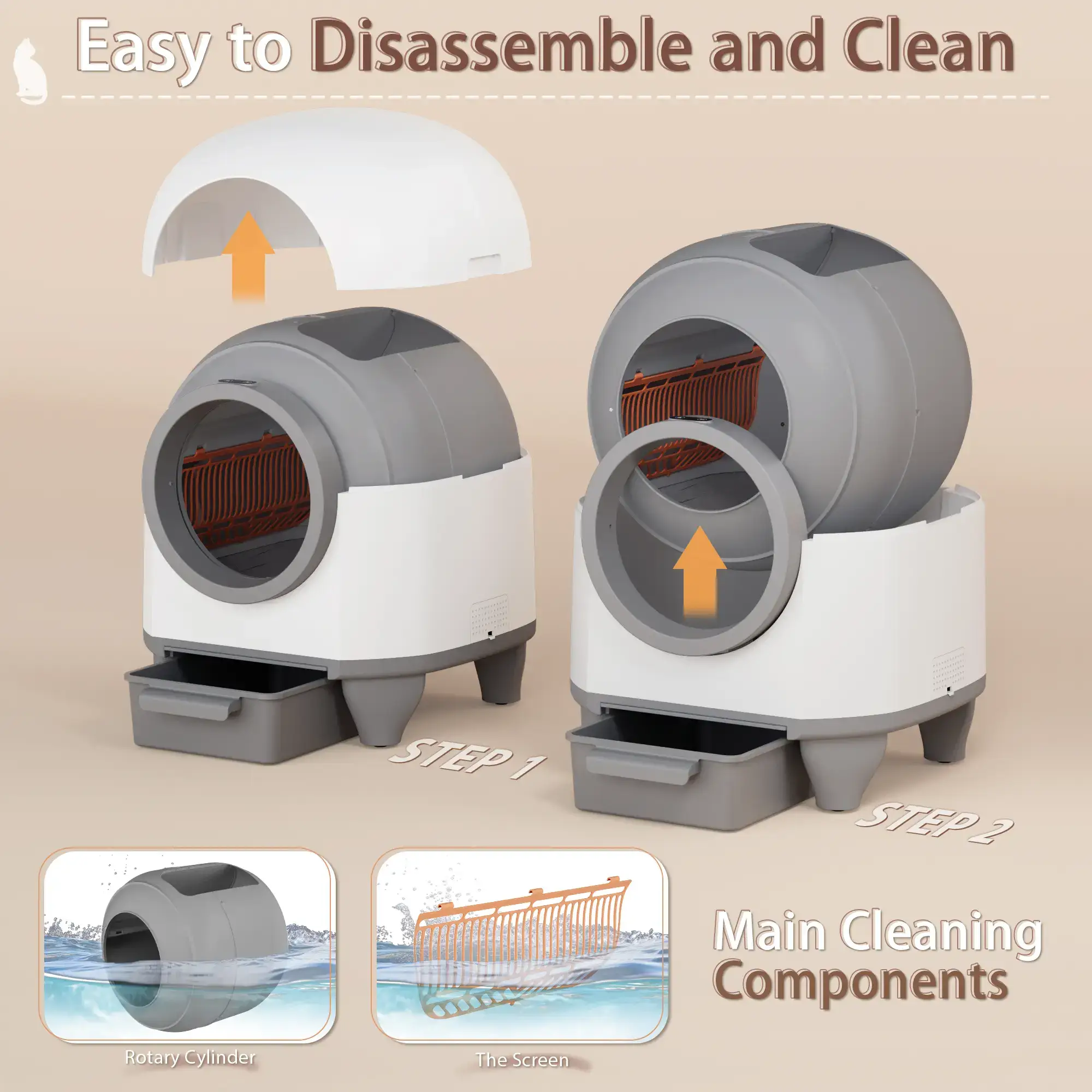 Smart Low-Noise Auto-Cleaning Litter Box 90L Self Cleaning Cat Litter Box APP-Controlled via 2.4G WiFi with Smart Sensors, Safety Protection, Easy Maintenance, Easy Setup & Clean #TikTokShopStockUp#TikTokShopMothersDay#SummerVibes#petlovers
