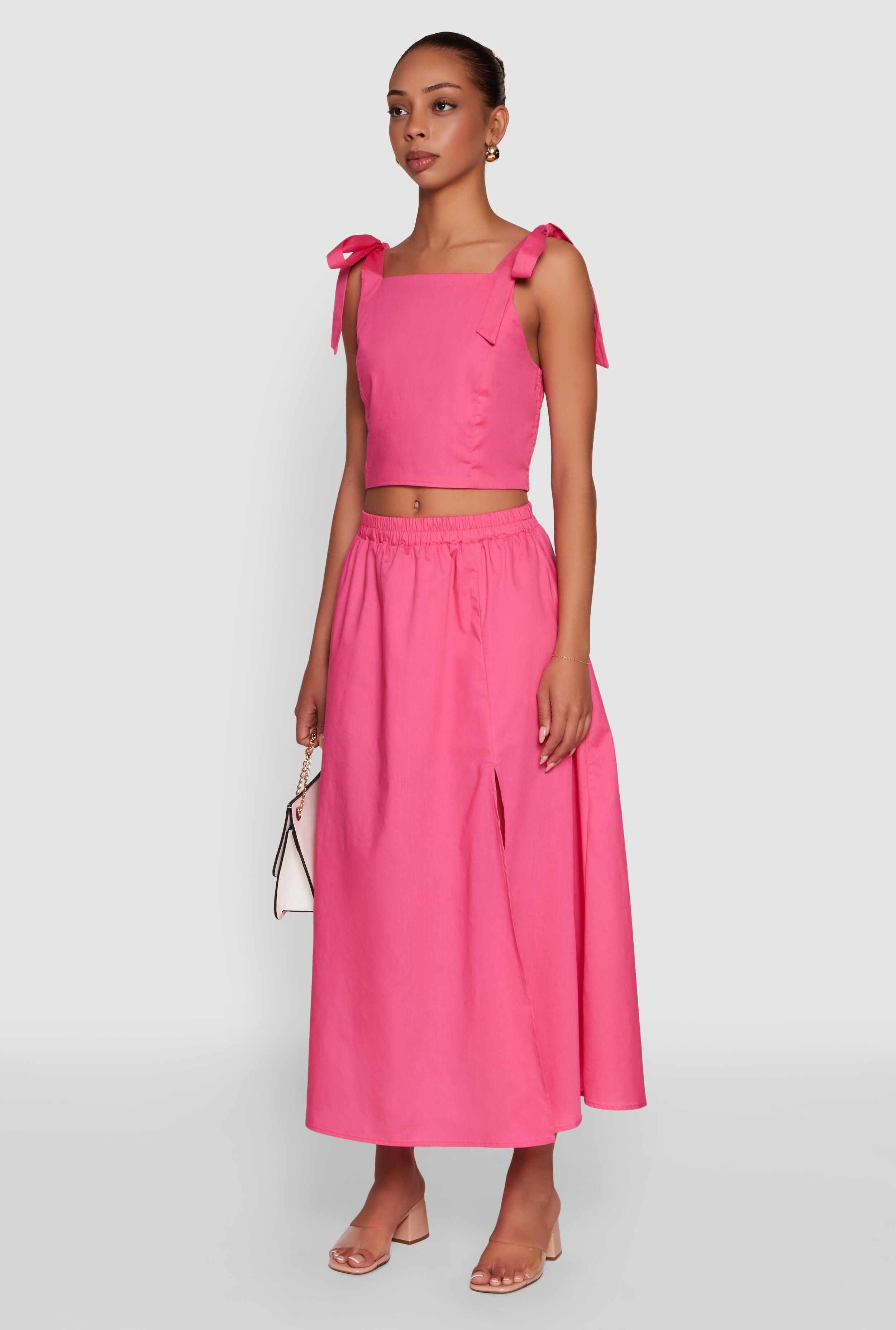 Chic Bow Detail Smocked Crop Top
