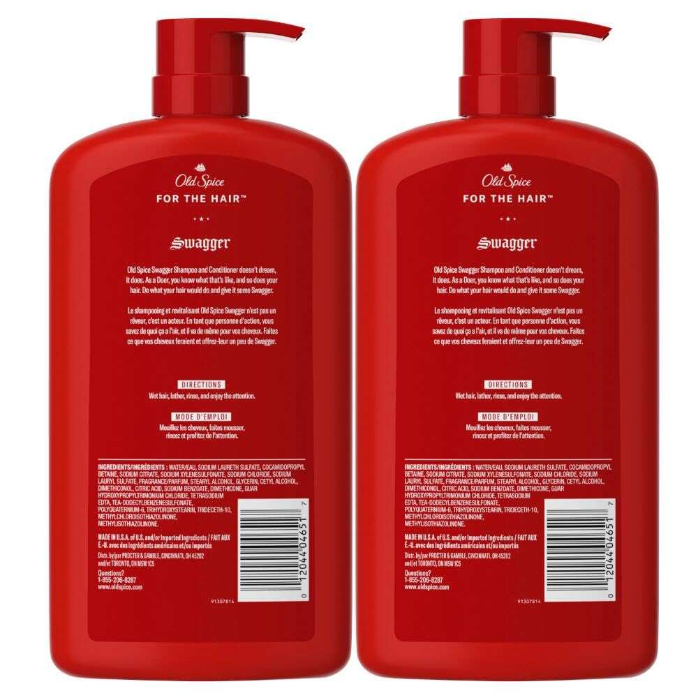 Old Spice Men's 2-in-1 Shampoo and Conditioner, MambaKing, Twin Pack, 43.8 Fl Oz