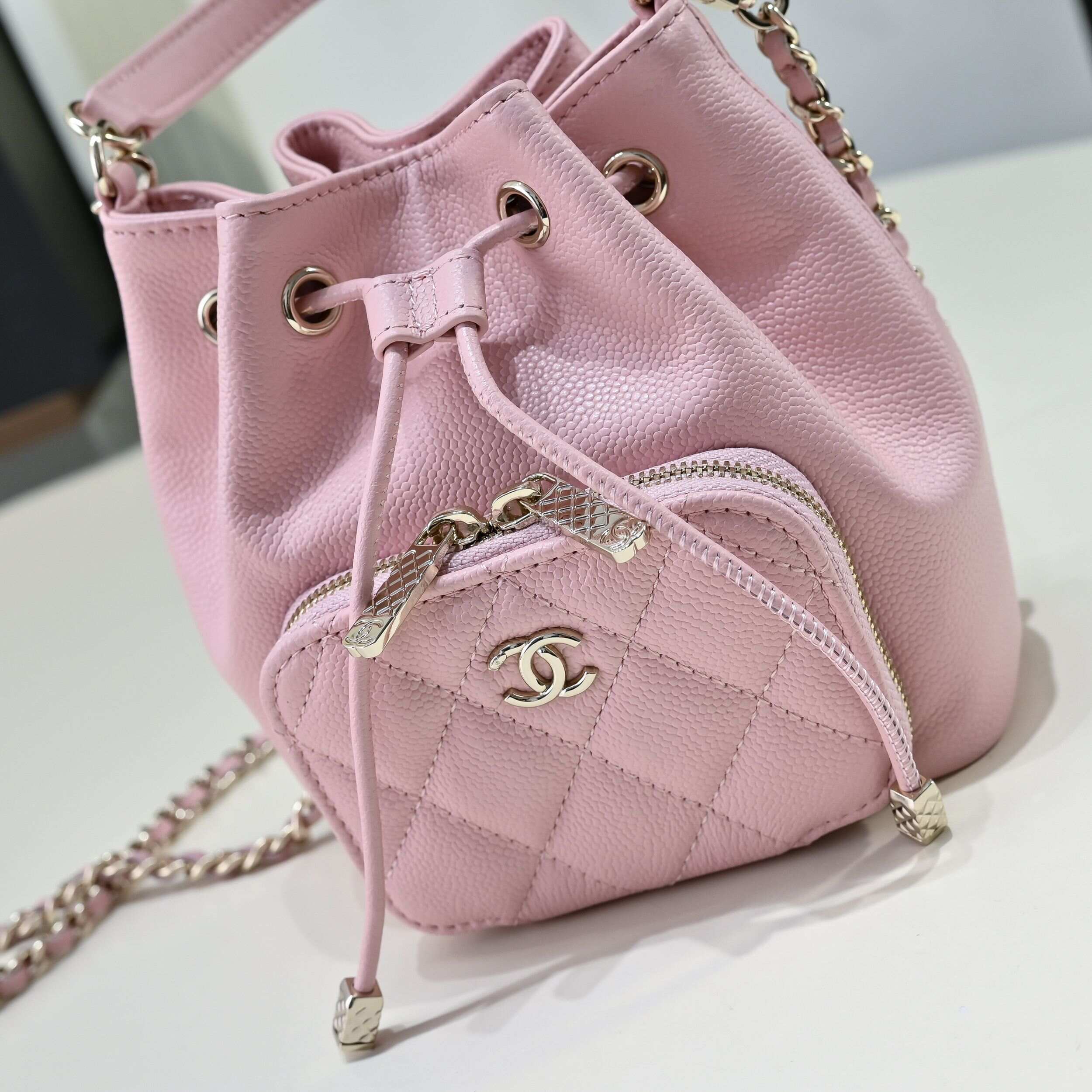 Chanel 25B Mini Chain Drawstring Bucket Bag