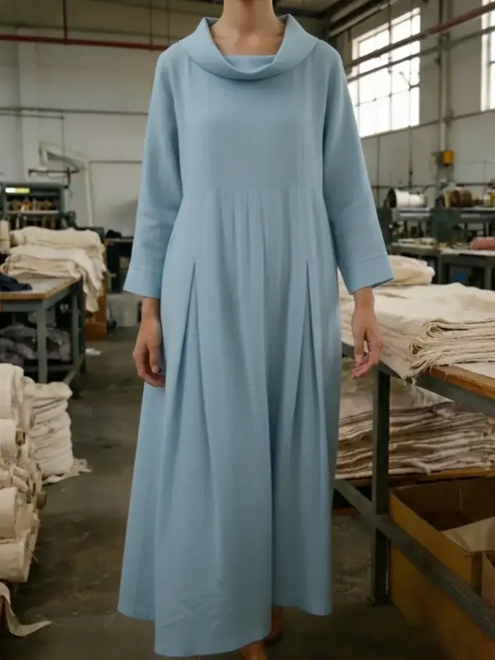 🔥Summer Arrivals🌟Vintage Cowl Neck Loose Linen Dress