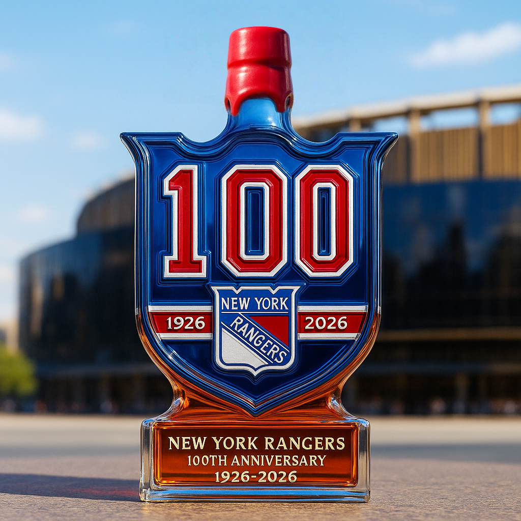 New York Rangers 100th Anniversary Whiskey Bottle