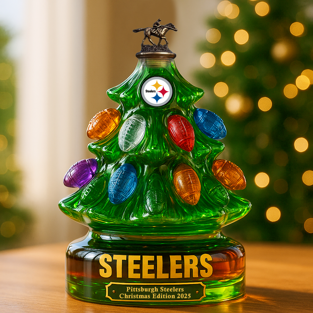 Pittsburgh Steelers Christmas Tree Whiskey Bottle